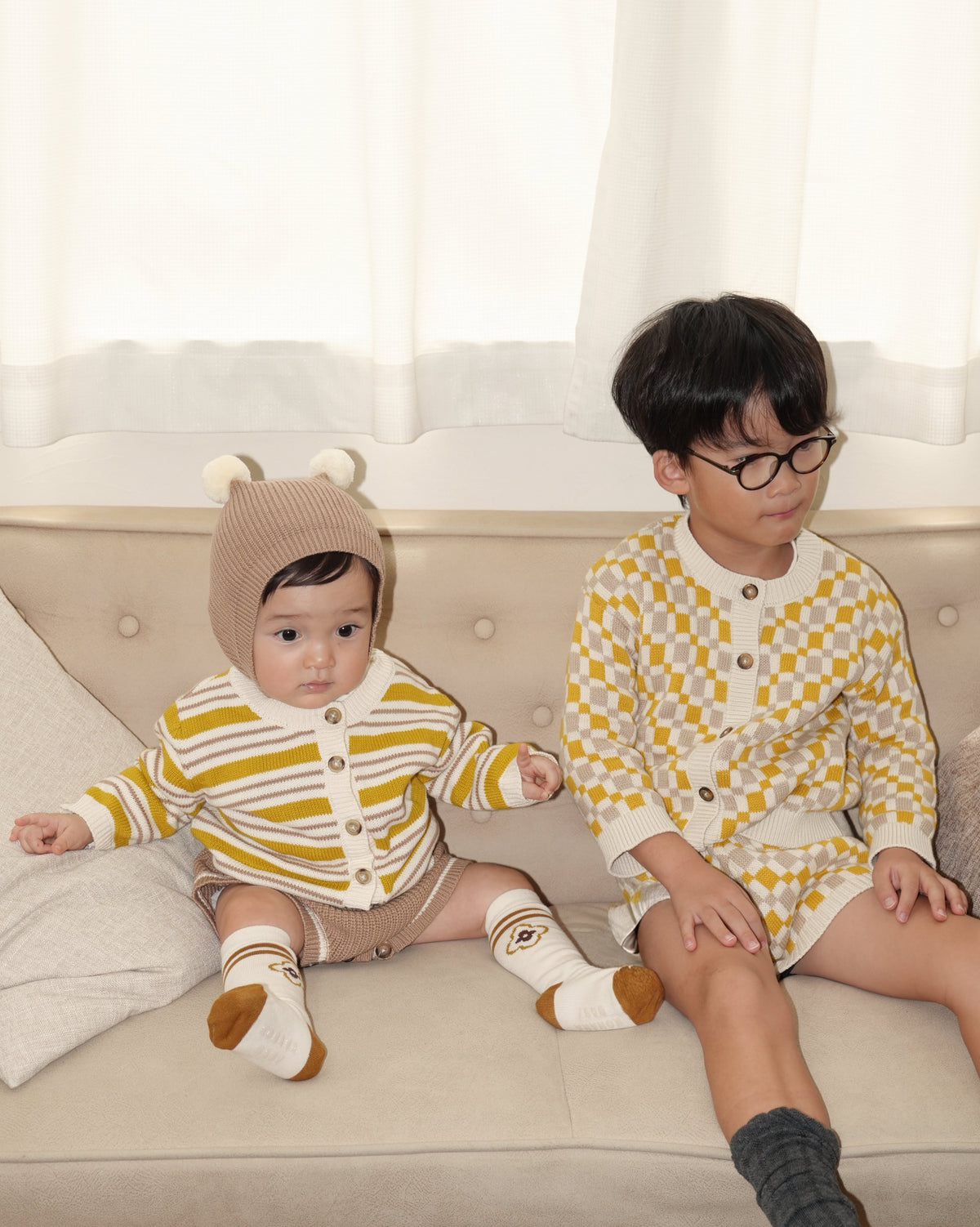 Pom Pom Bear Knit Three-Piece Set【110356】