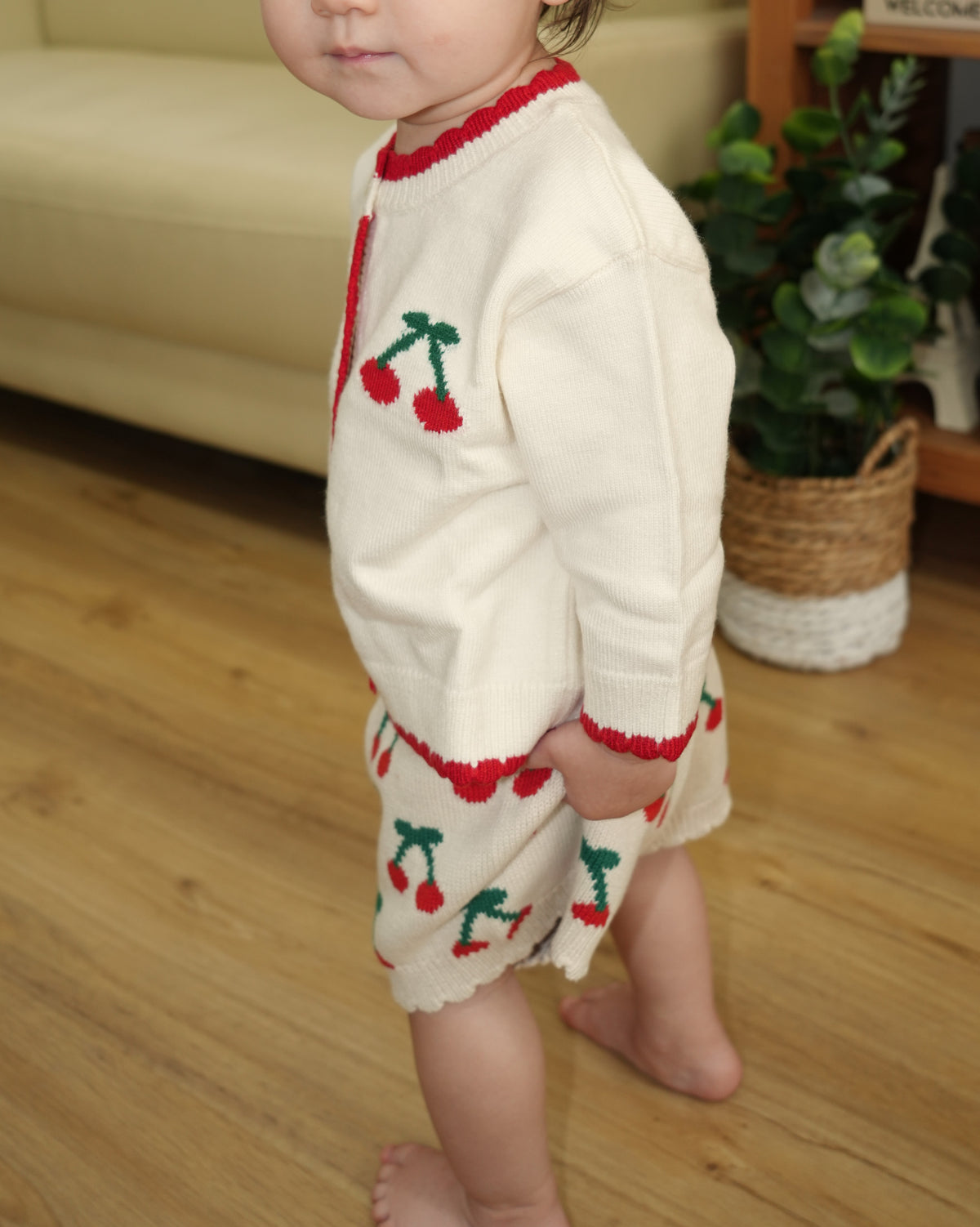 【110359】 (white) Cherry Knit Cardigan