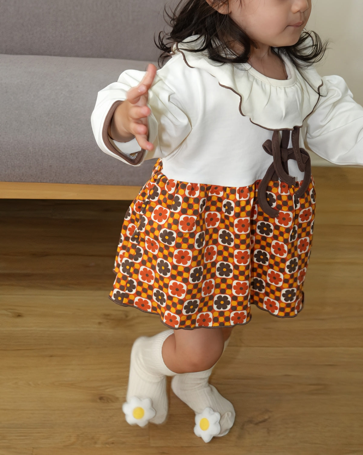 Retro Dot Flower Skirt Rompers【110304】