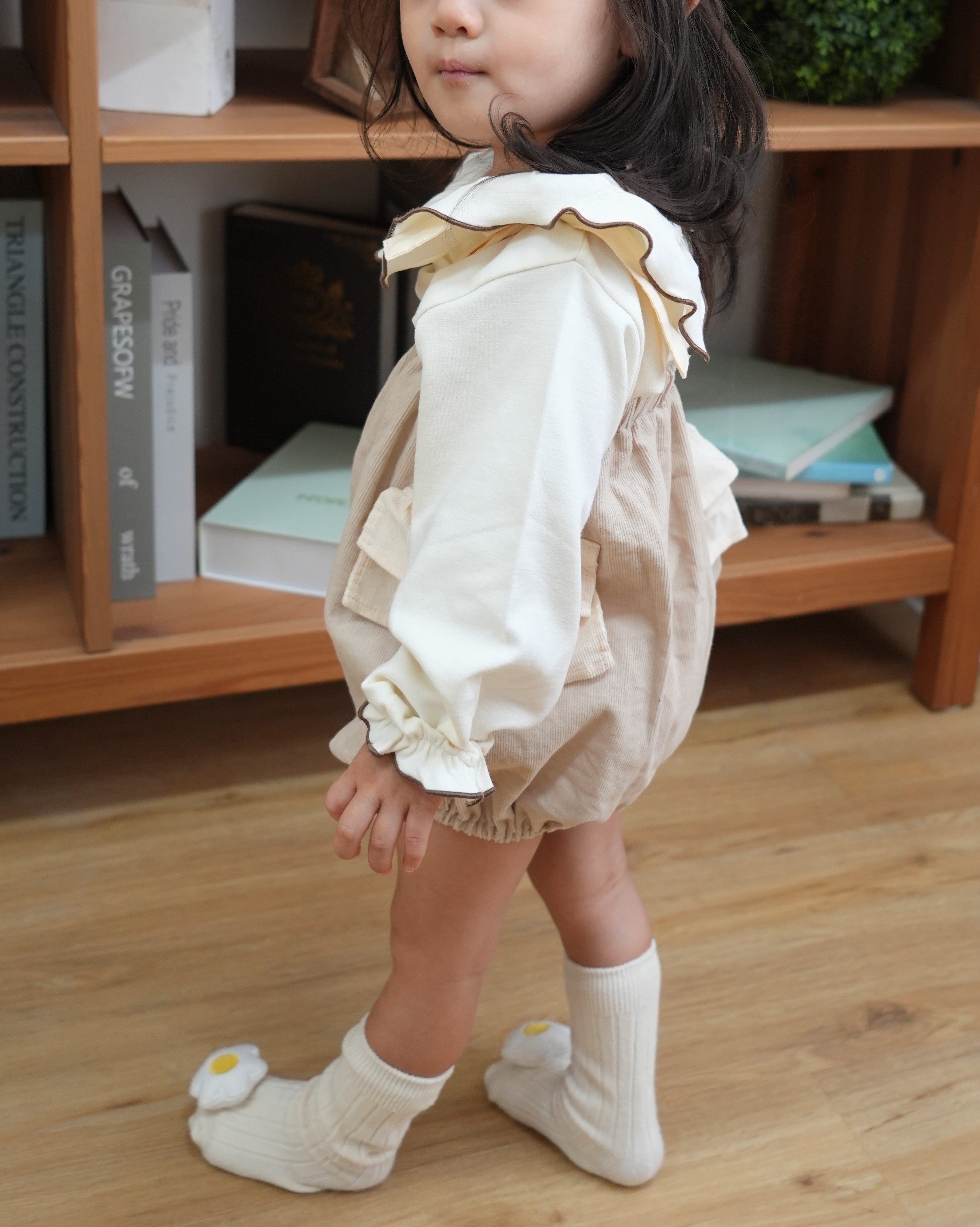 Antique Embroidered Shirt Corduroy Balloon Salopette【110411】