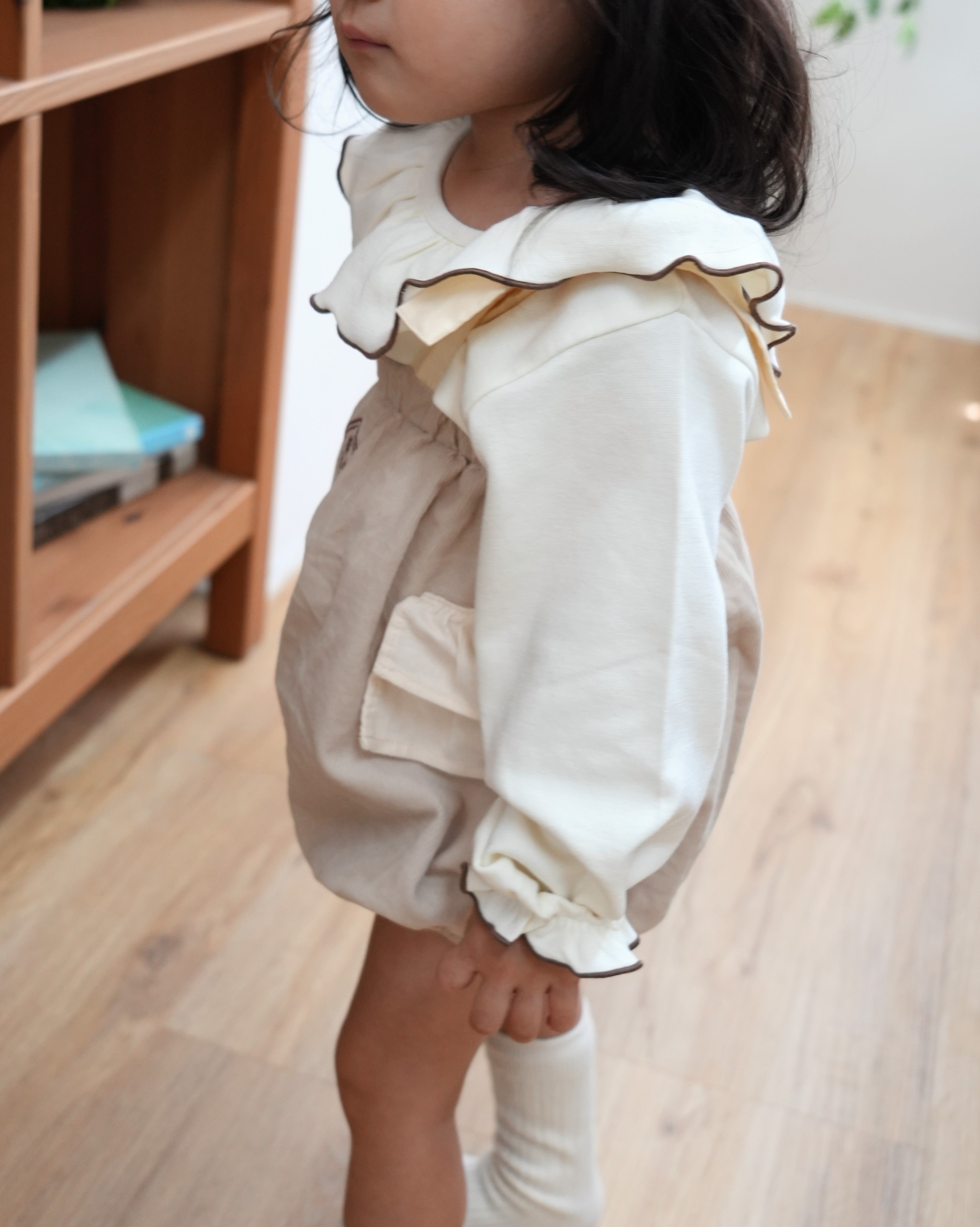 Antique Embroidered Shirt Corduroy Balloon Salopette【110411】