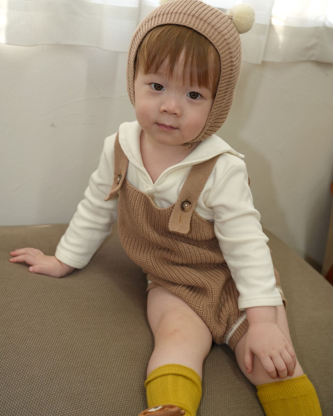 Pom Pom Bear Knit Three-Piece Set【110356】