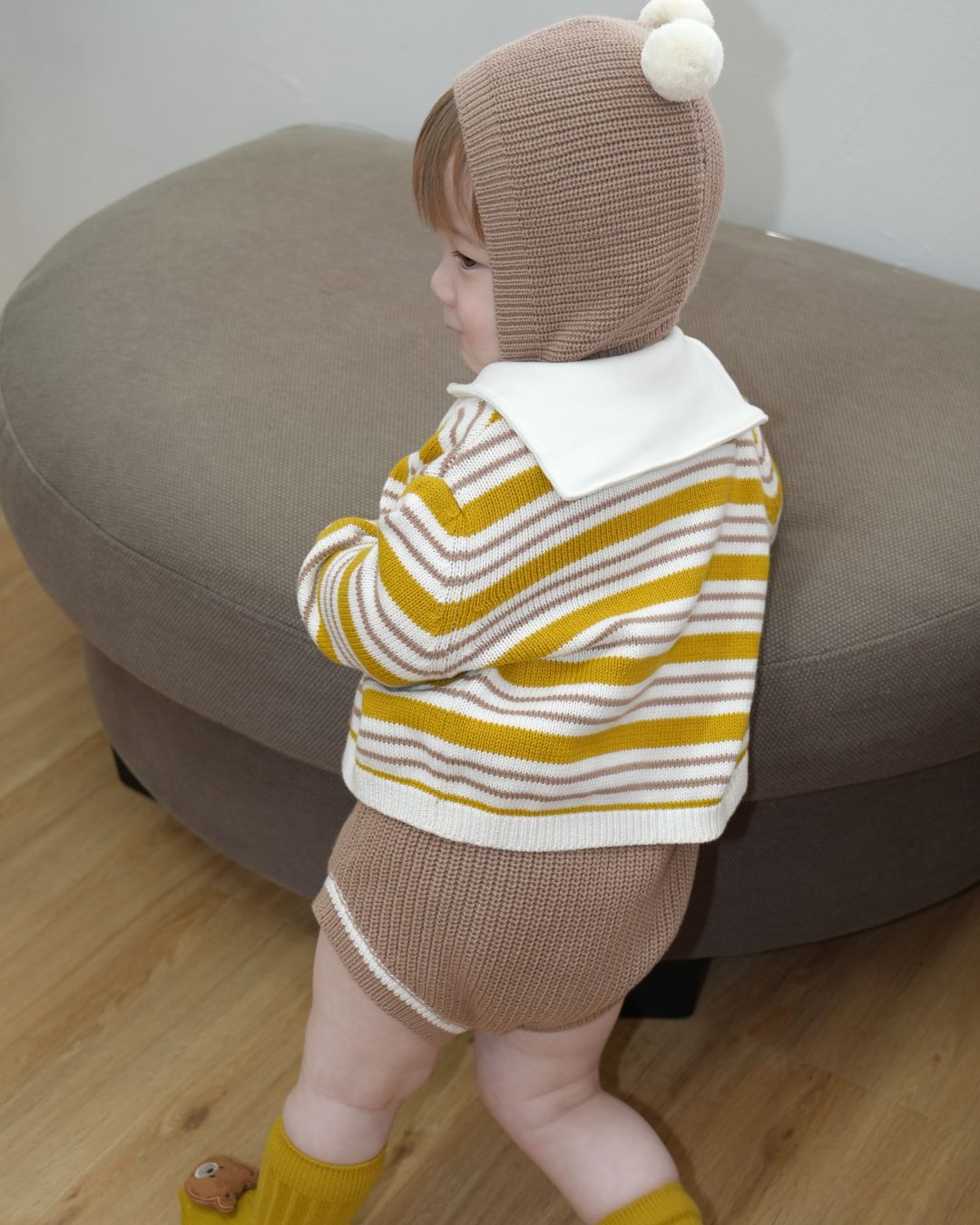 Pom Pom Bear Knit Three-Piece Set【110356】