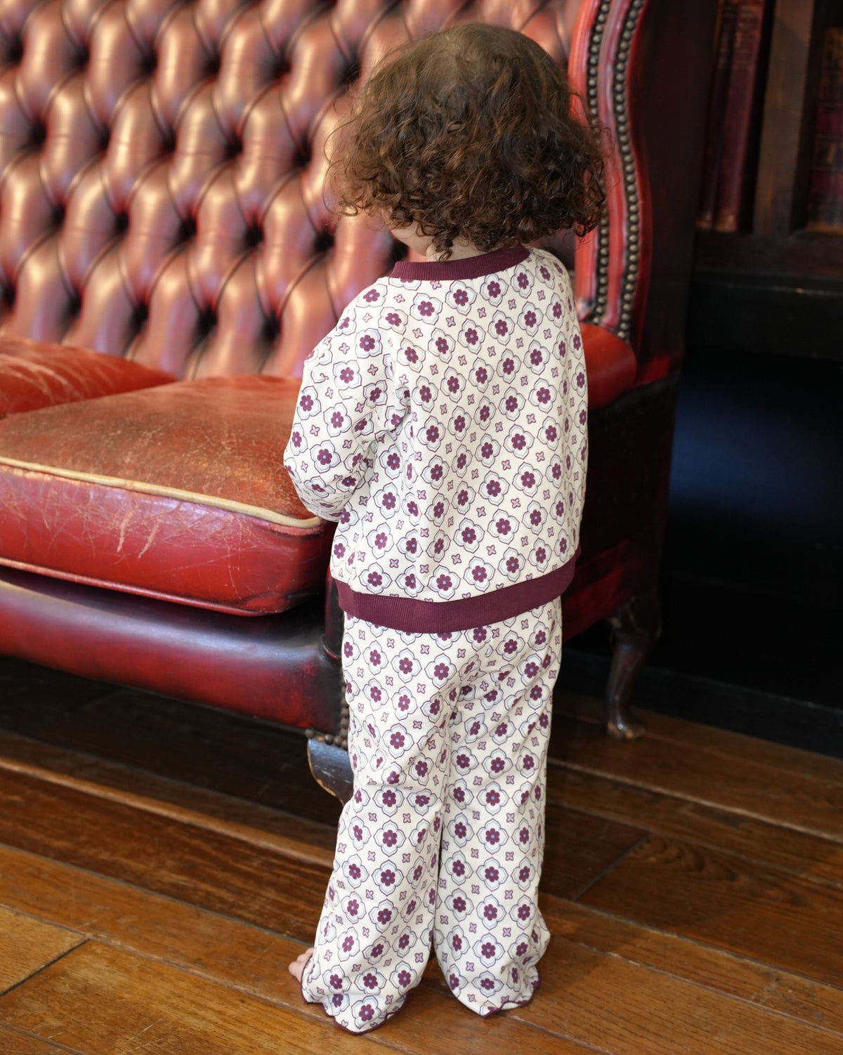 Vintage Tile Pattern Long Pants【110502】 (red)