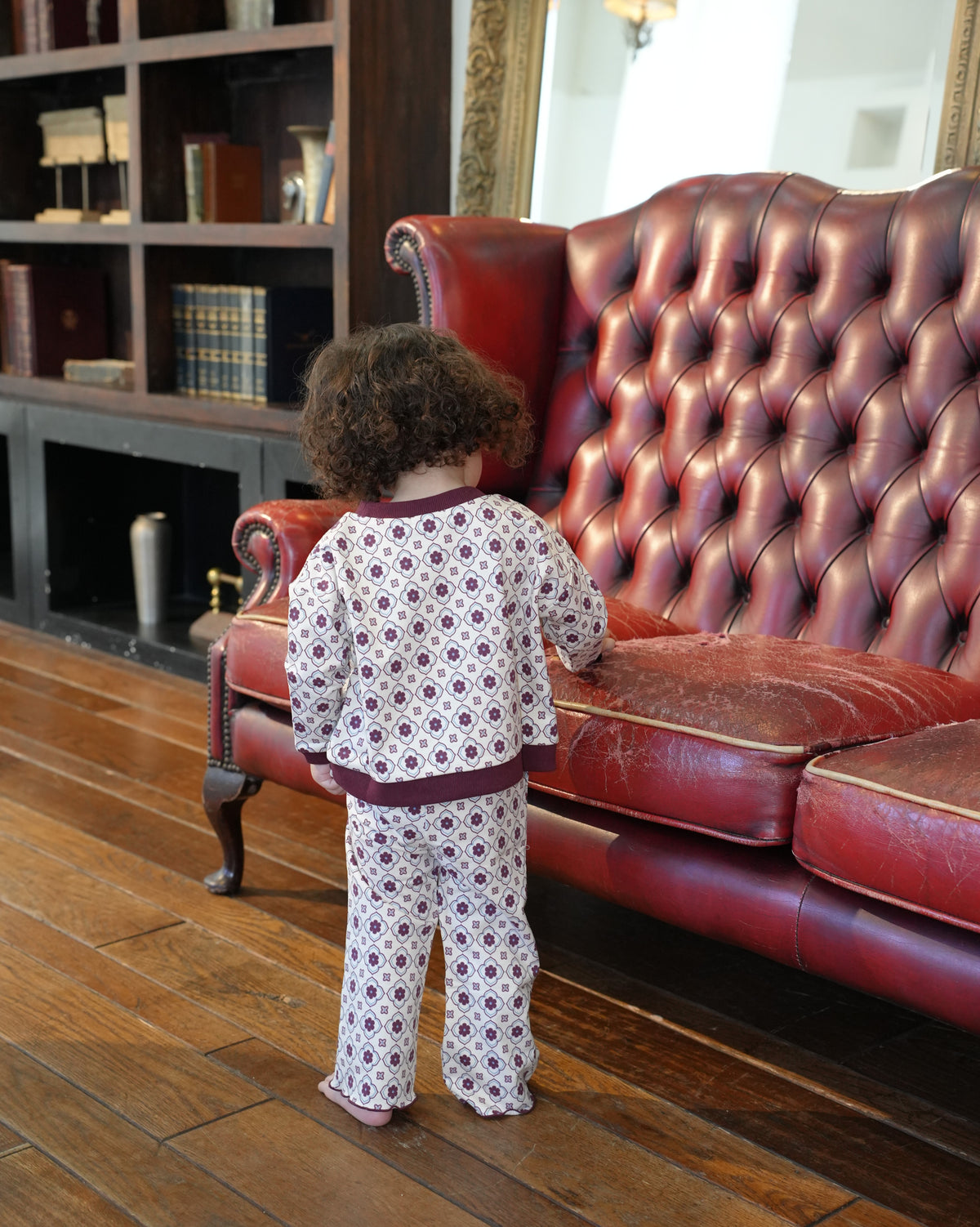 Vintage Tile Pattern Long Pants【110502】 (red)