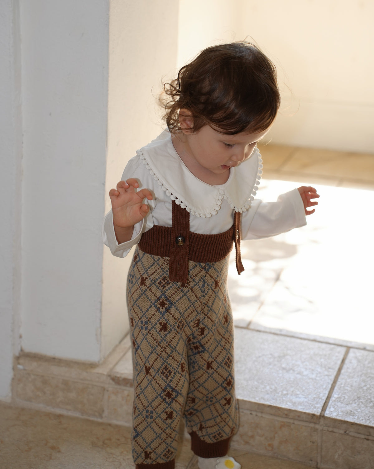 Pixel Art Knit Overalls【110605】