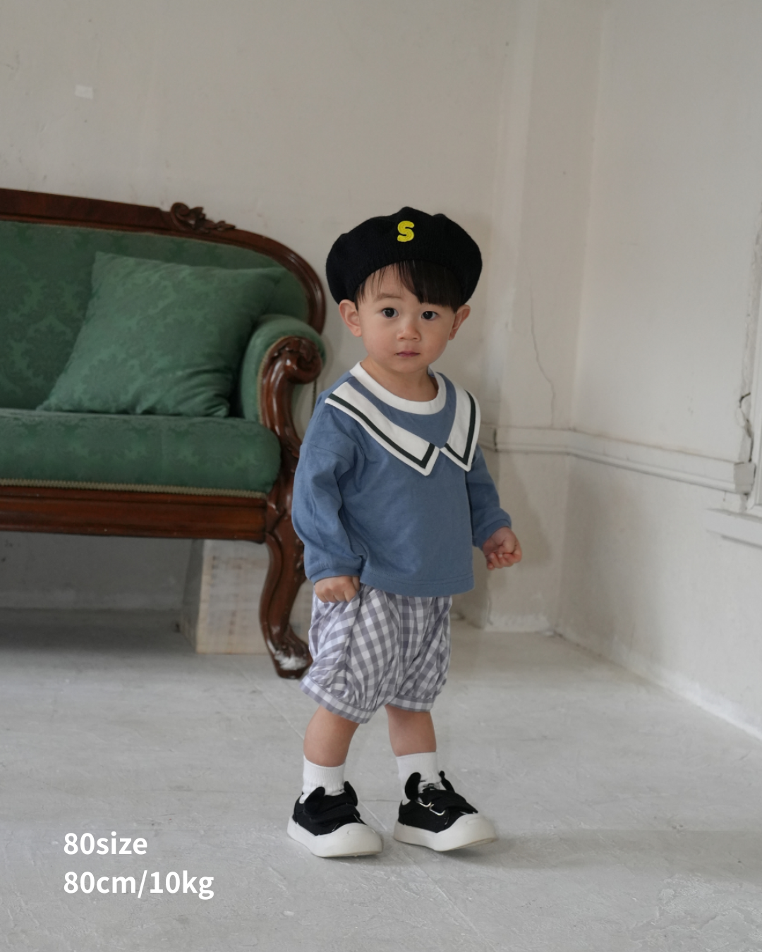 Sailor Collar Volume Sleeve Tops【110124】(blue)