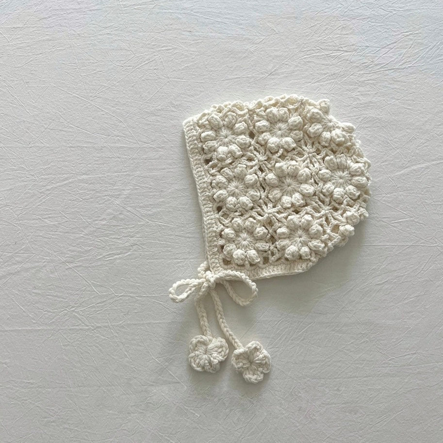 Openwork flower knit bonnet [A226] 