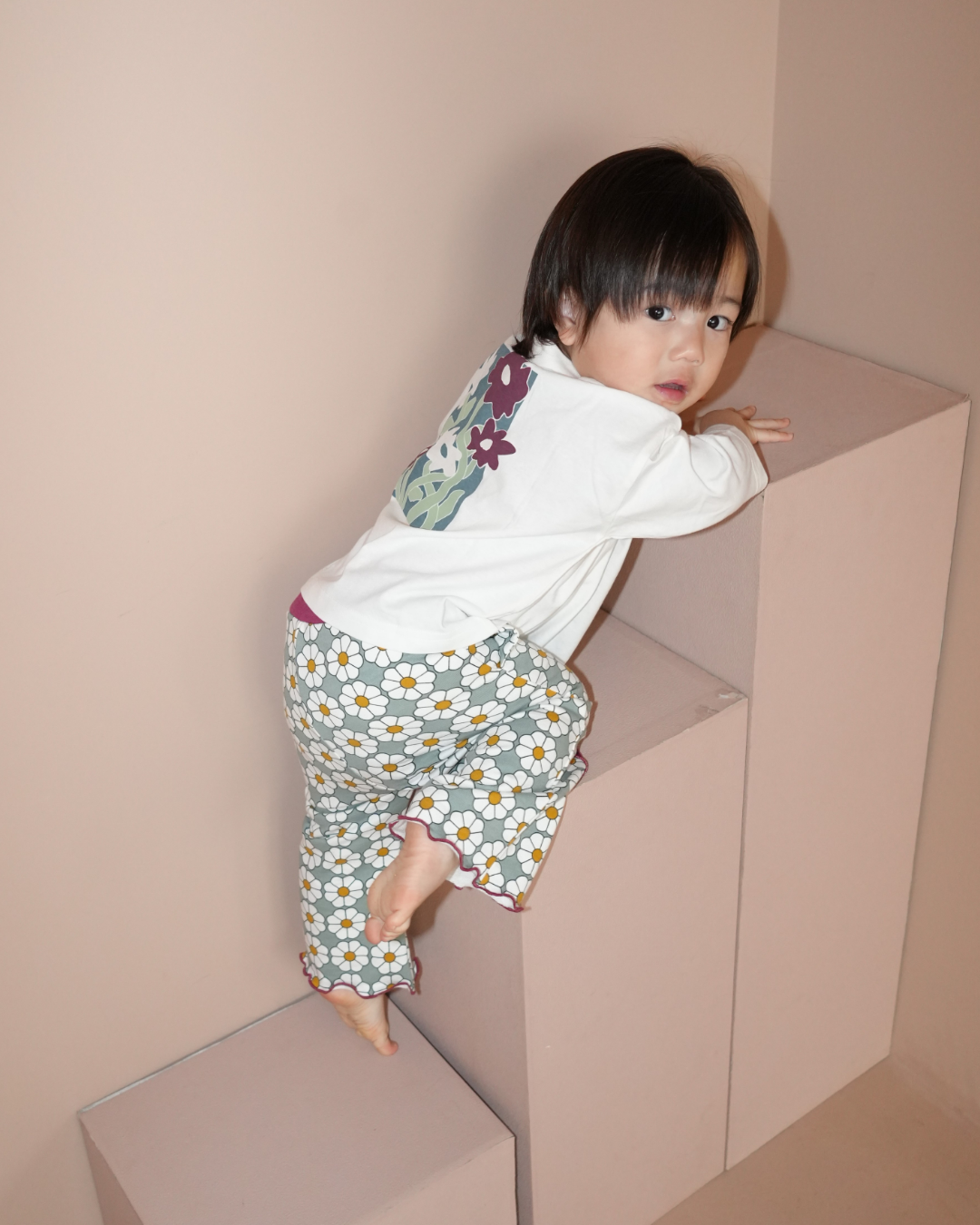 Floral Design 3/4 Sleeve T-Shirt (子供用) 【110138】【Resale】