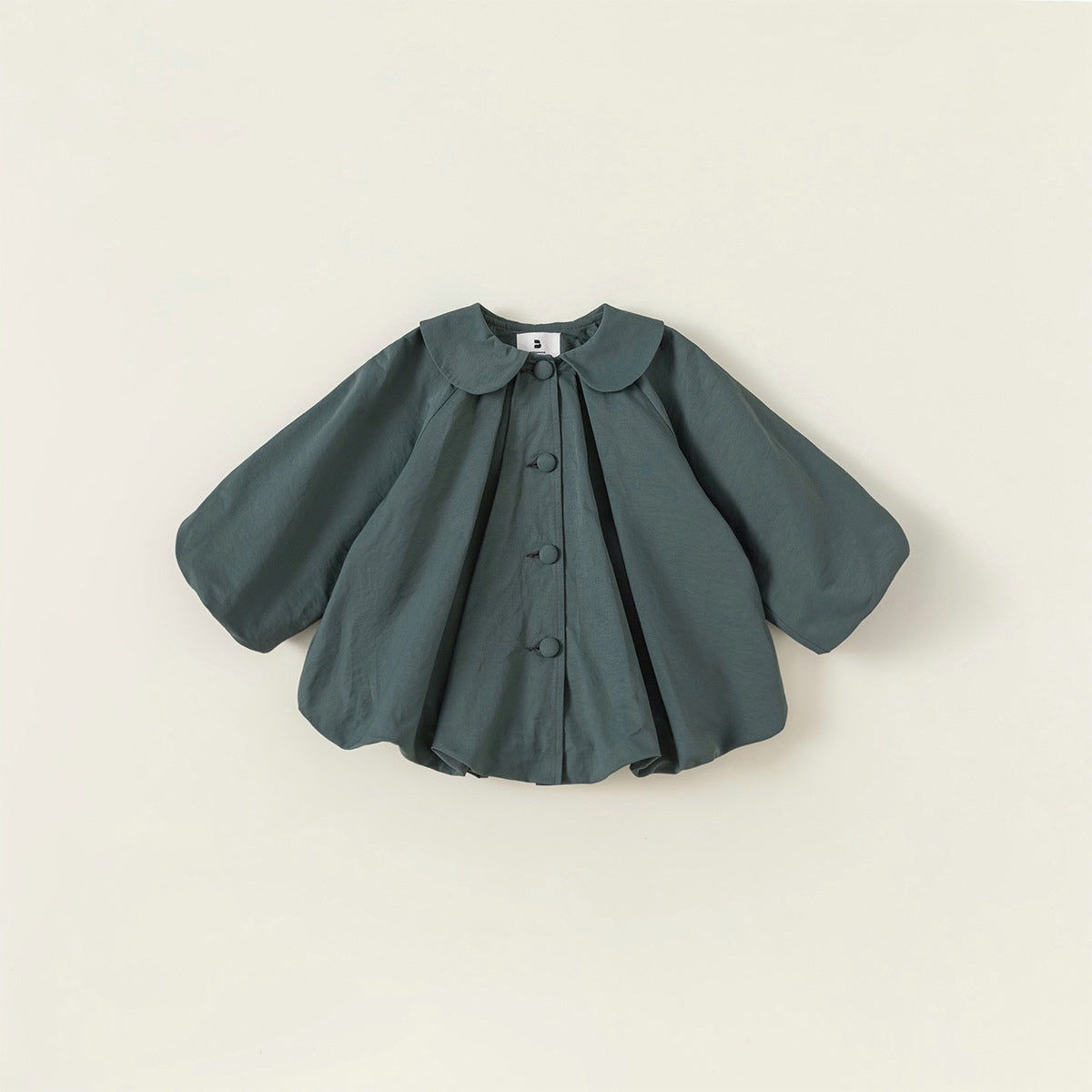 Round collar balloon skirt coat [K191] 