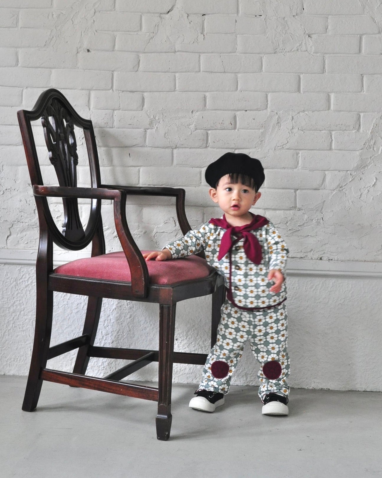 Retro Daisy Cardigan with Scarf【110119】（GREEN）