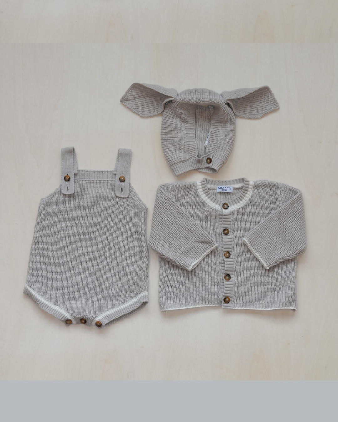 Rabbit Knit Three Piece(gray)