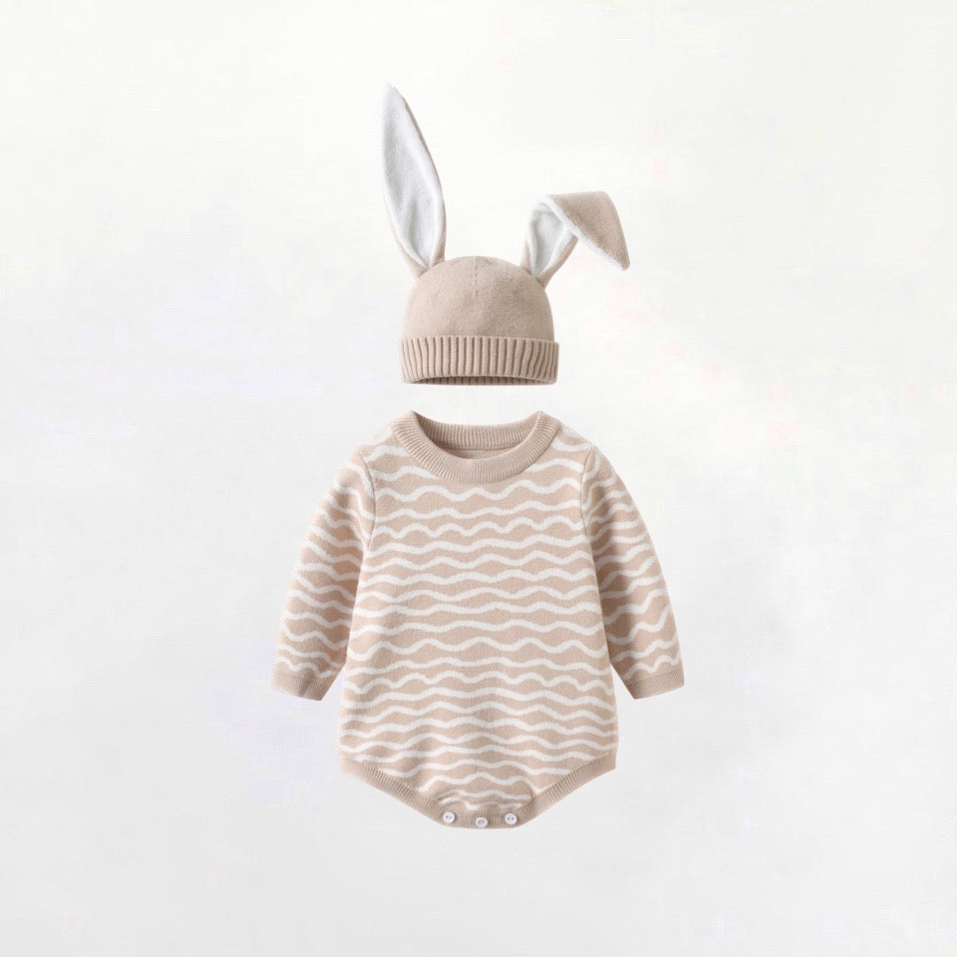 Rabbit knit rompers (with hat) [N3177] 