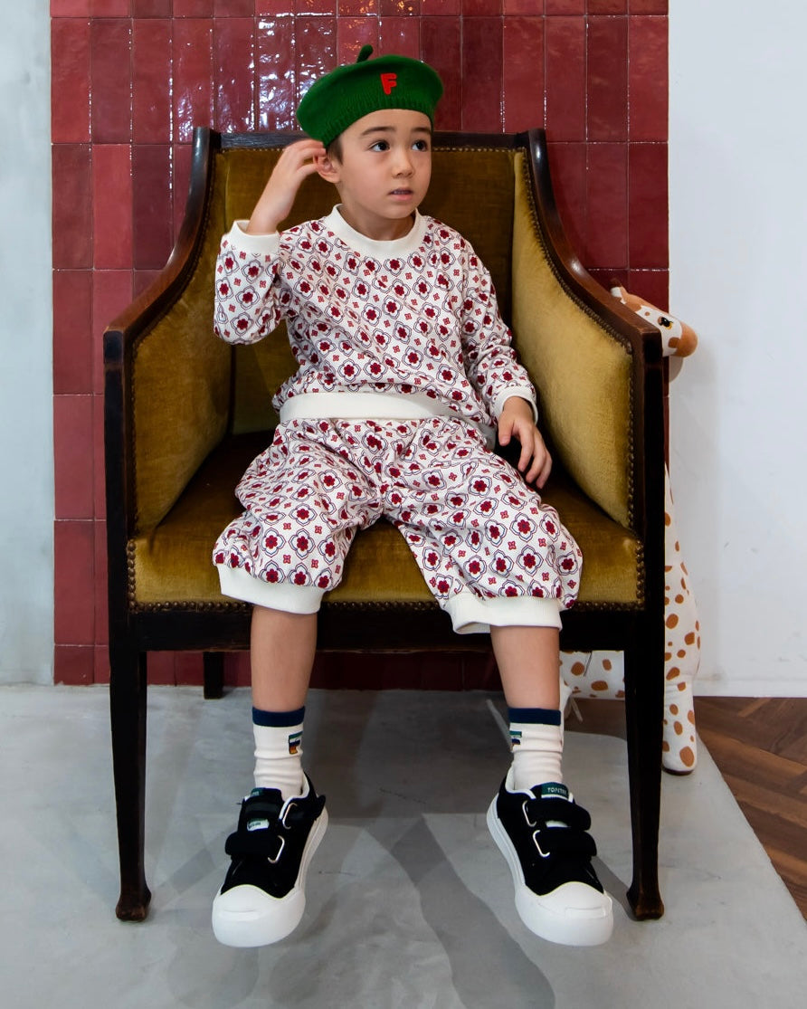 (Pre-order) Vintage Tile Pattern Pants [110096] (Red) 