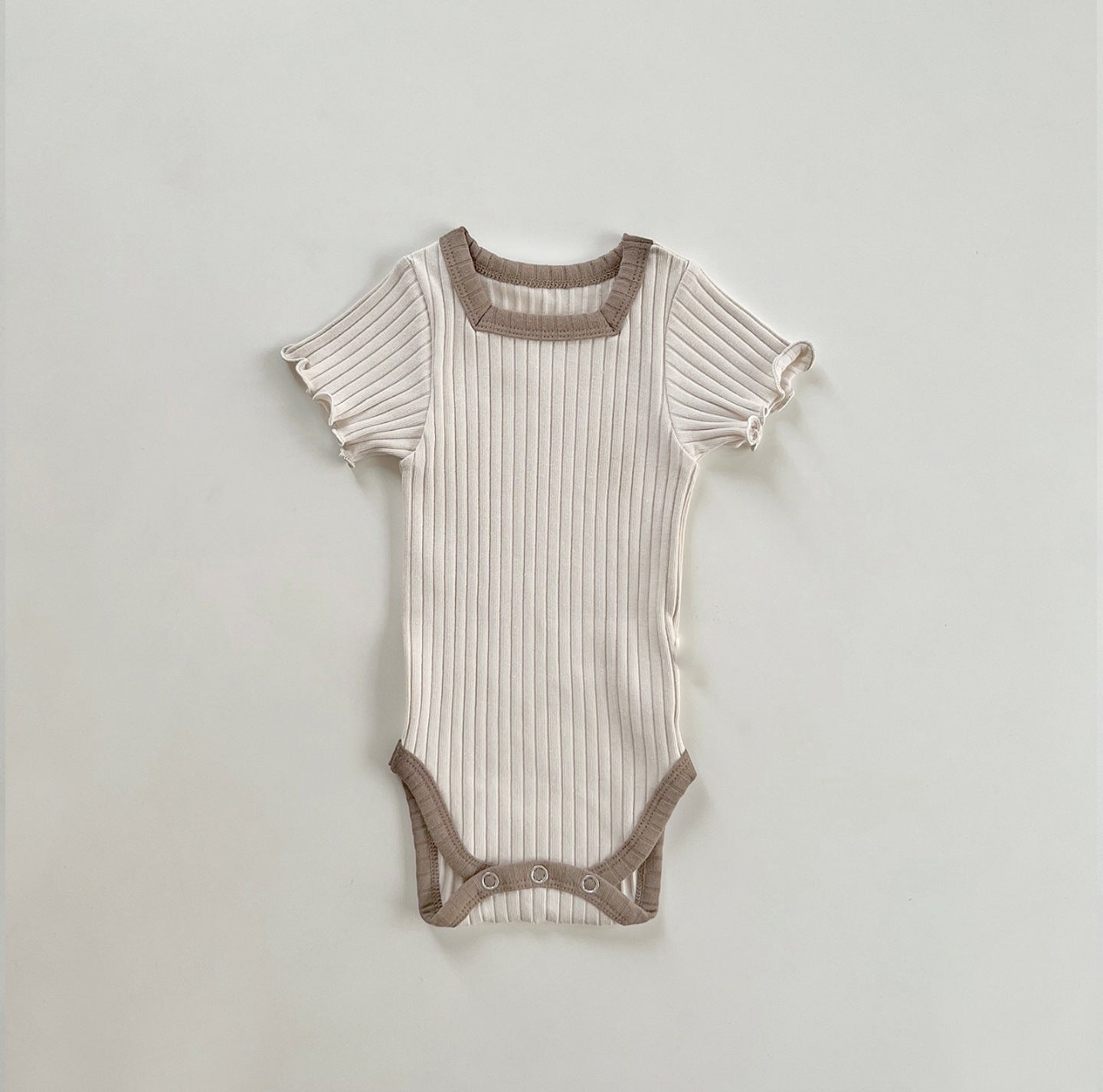 Bicolor rib rompers (with hairband) [N3155] 