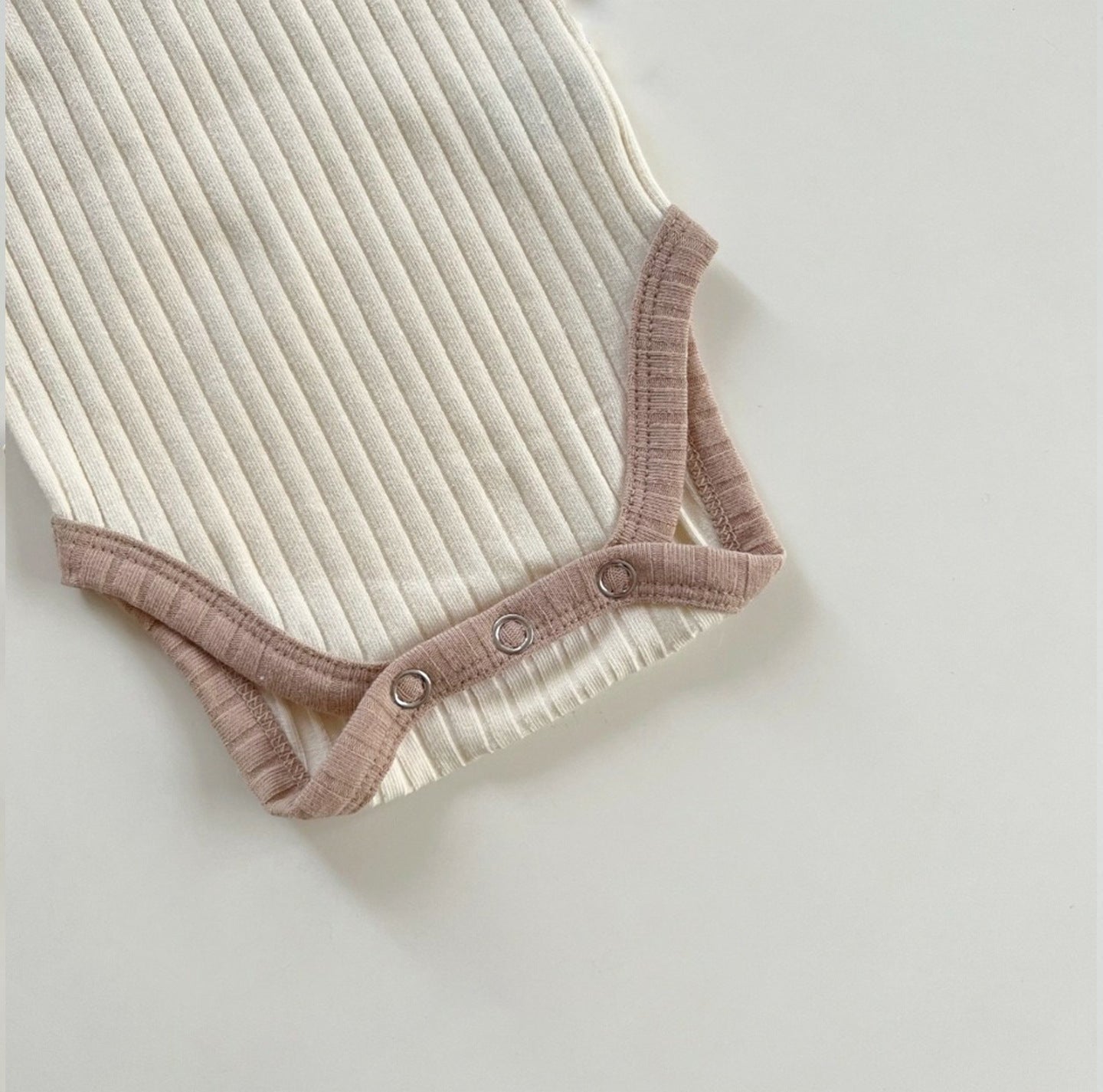 Bicolor rib rompers (with hairband) [N3155] 