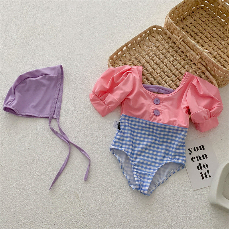 Bicolor check swimwear [SL1051]