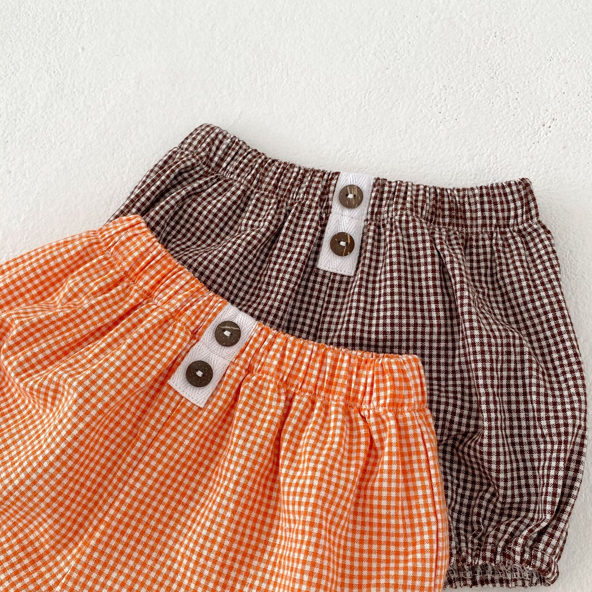 Border gingham three-piece [N3129] 