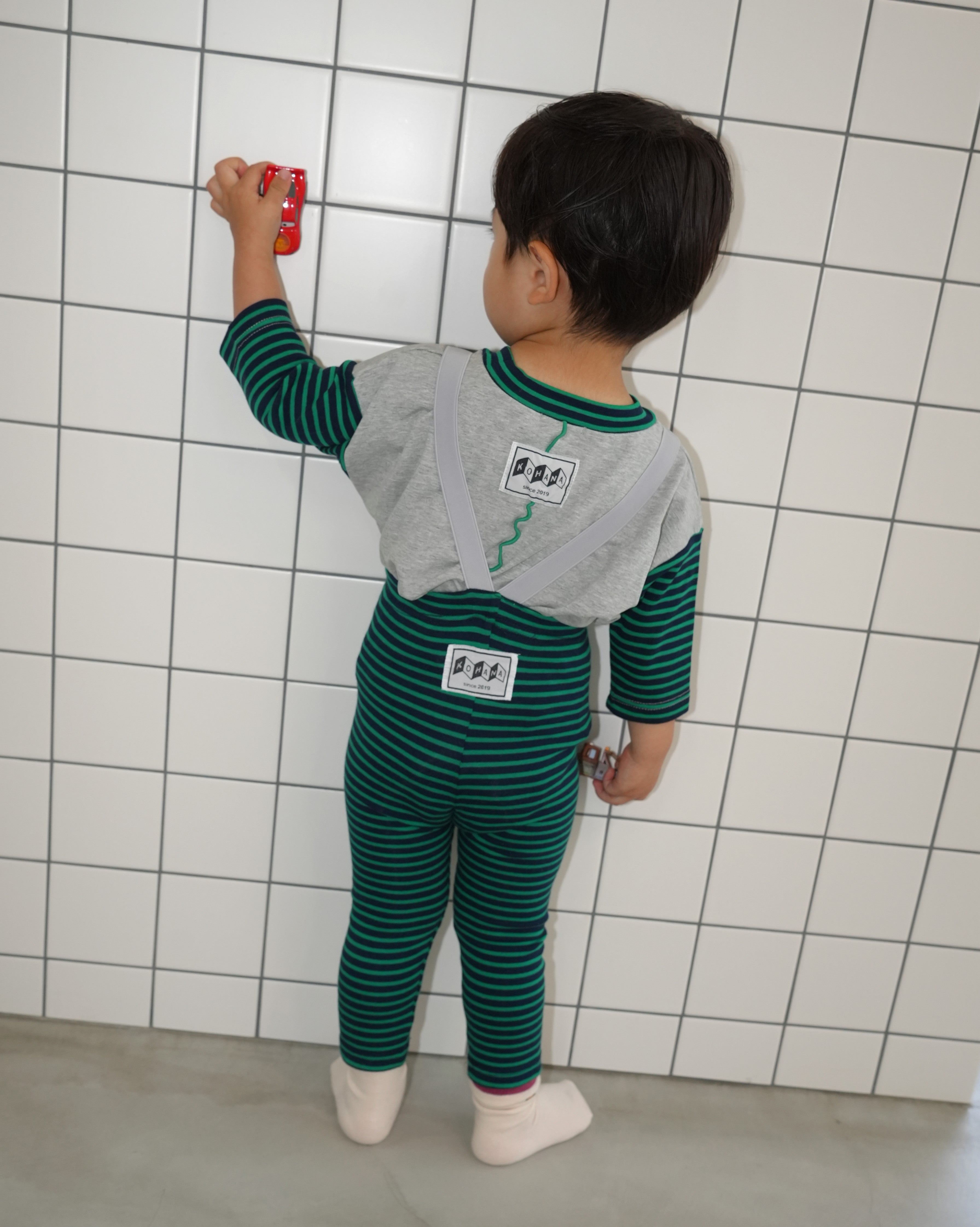 Animal Border Suspender Leggings【110400】 (green)