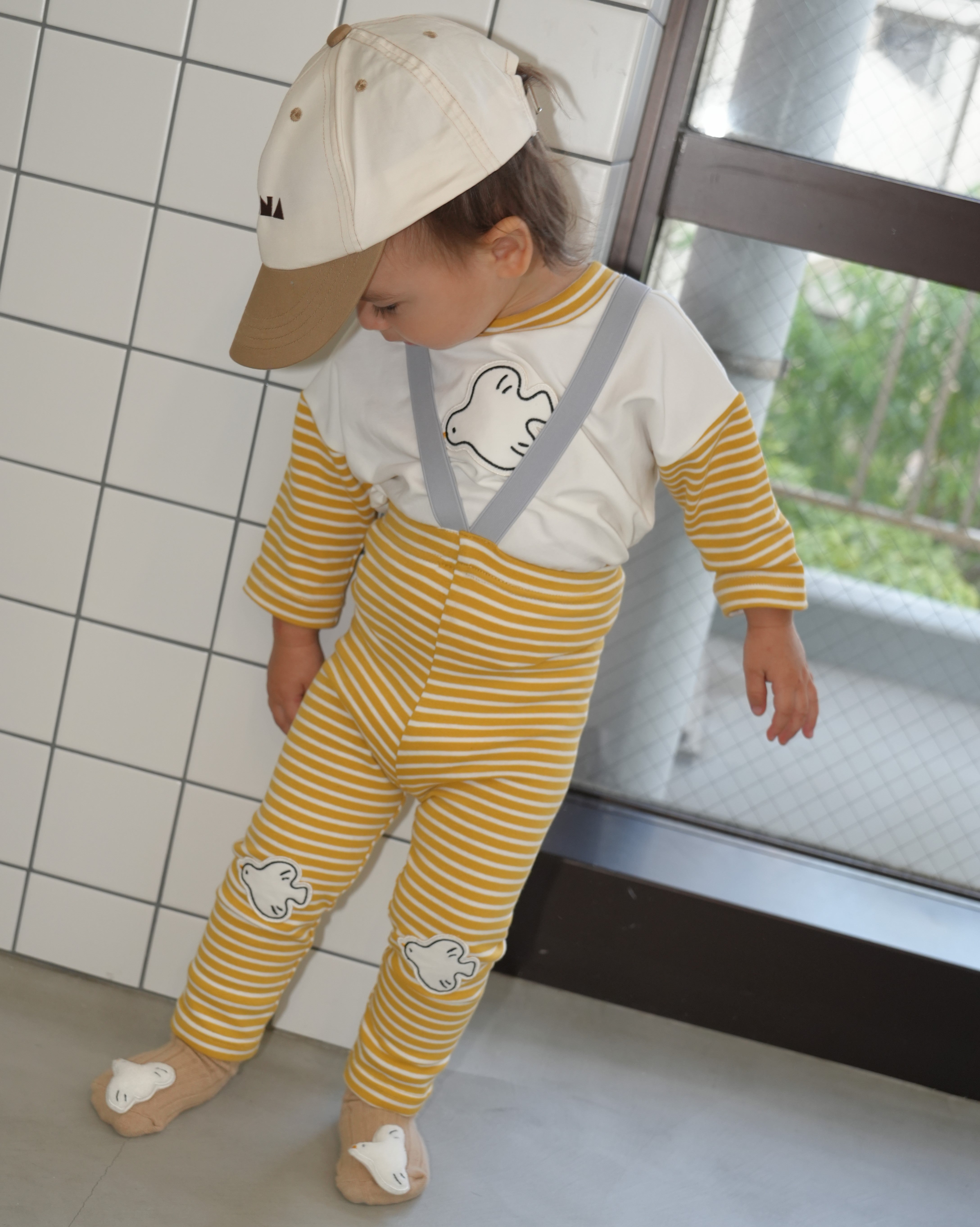 Animal Border Suspender Leggings【110400】 (yellow)