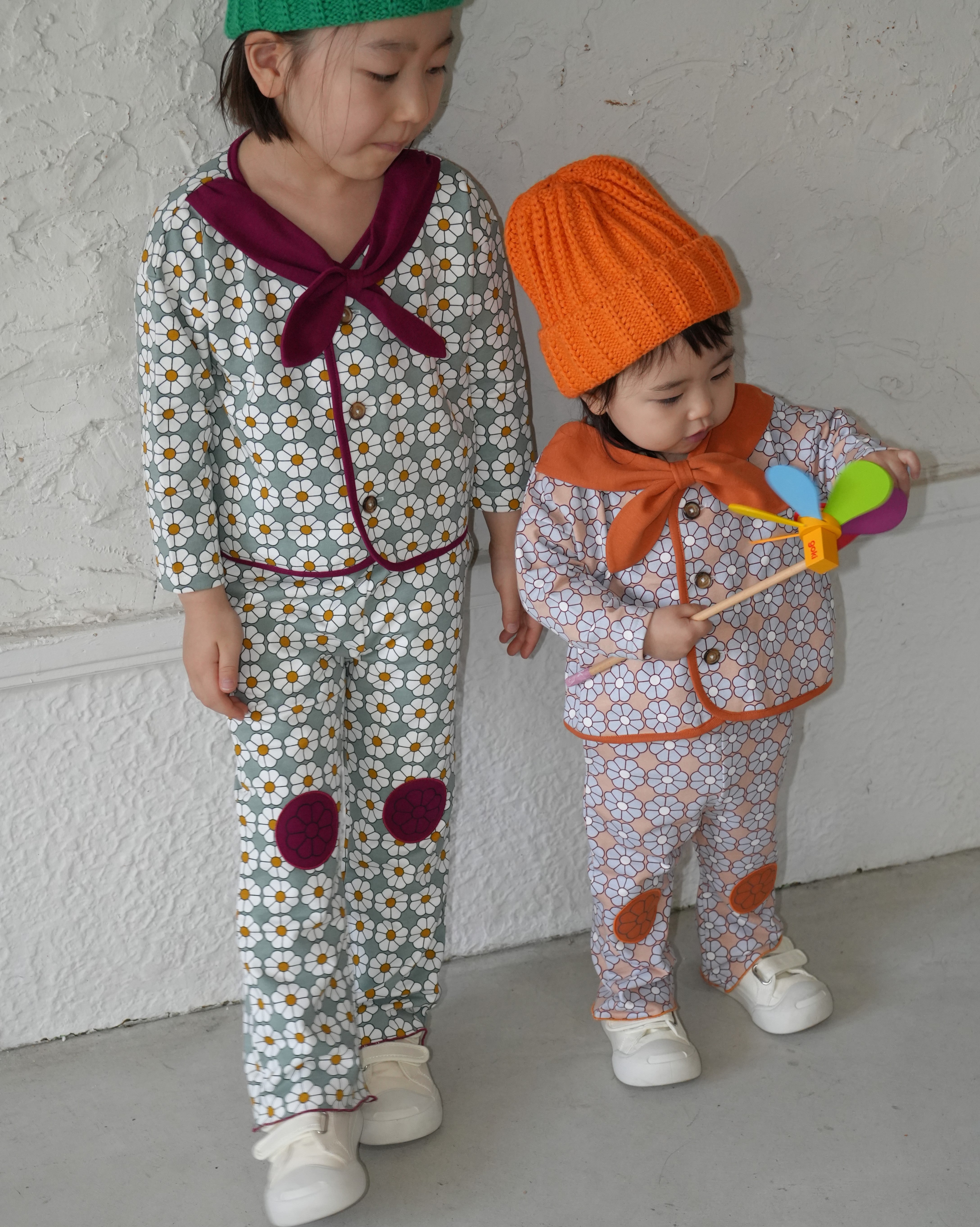 Retro Daisy Pattern Flared Pants【110120】（BROWN）