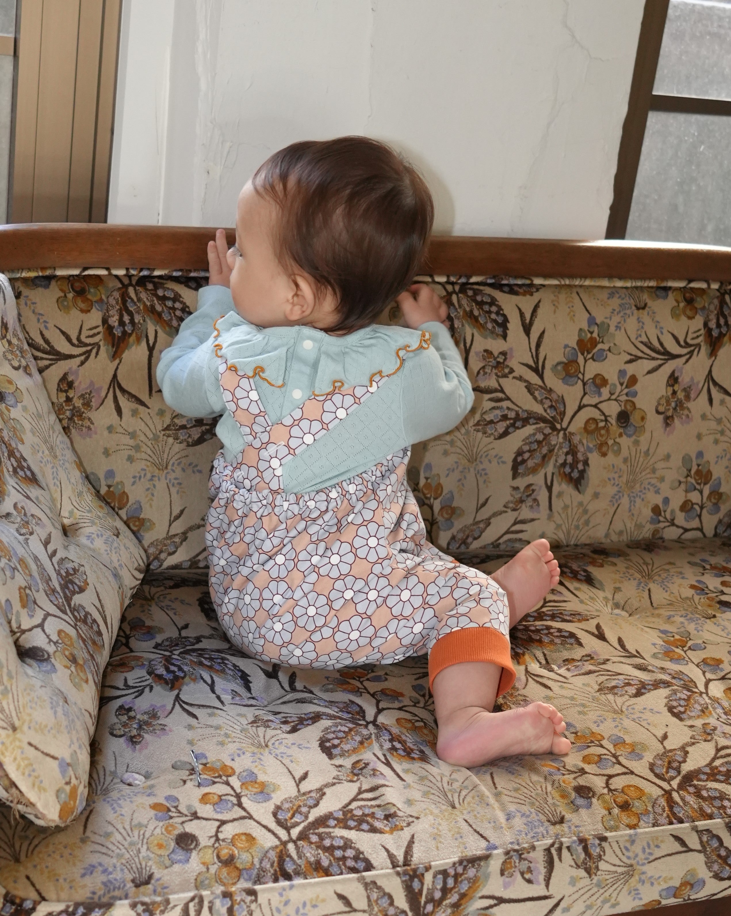 Retro Daisy Pattern Salopette【110117】（BROWN）