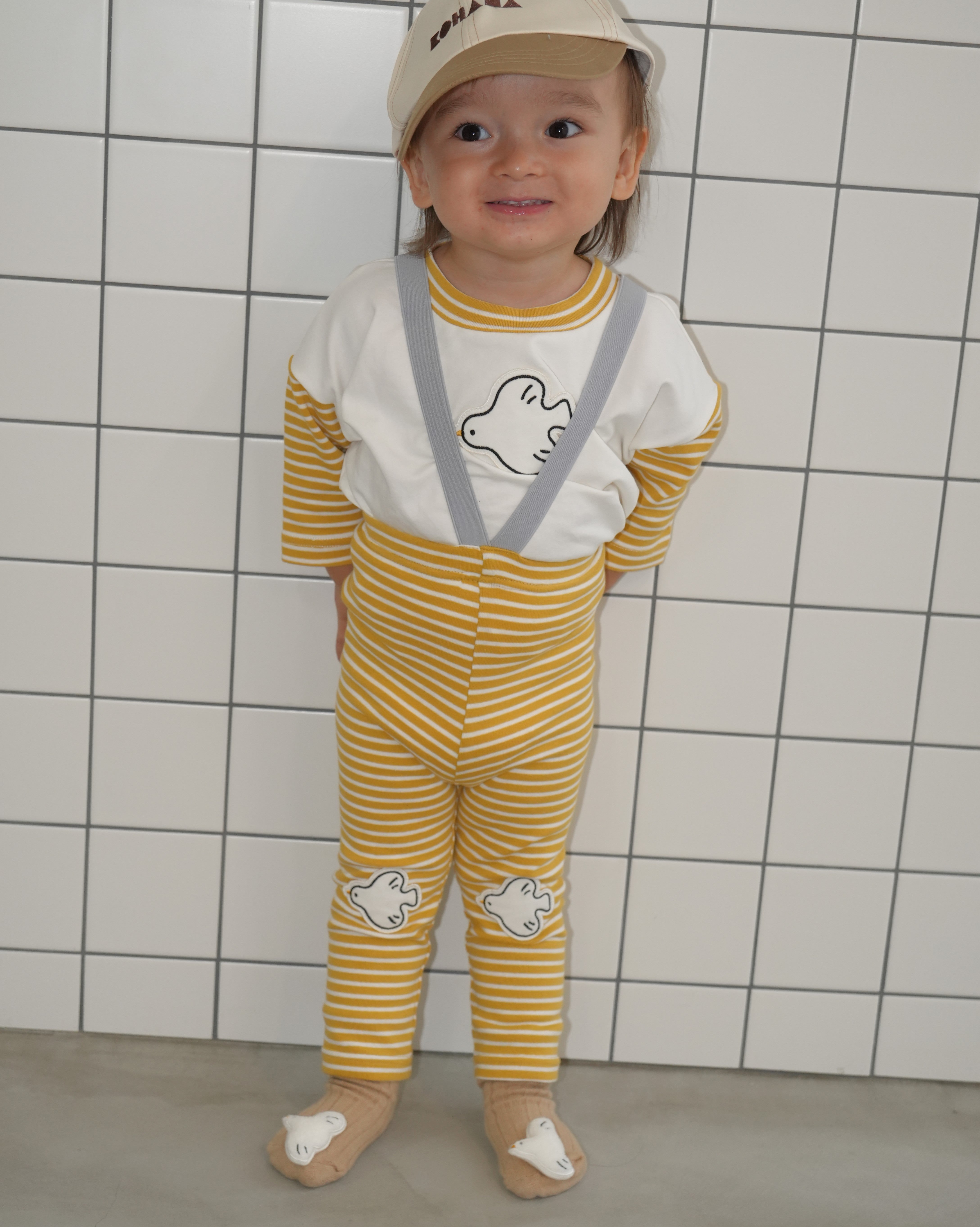 Animal Border Suspender Leggings【110400】 (yellow)