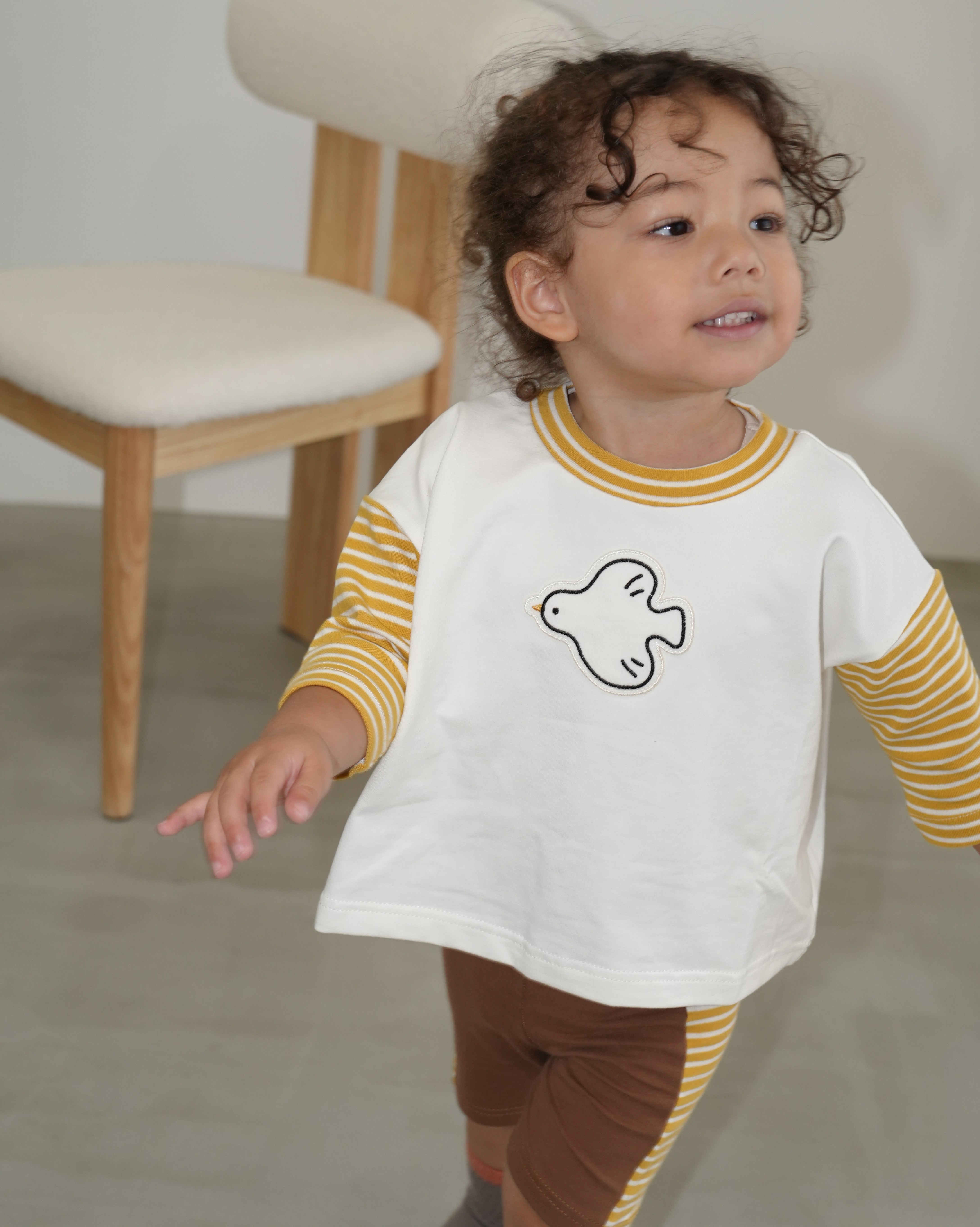 Animal Patch Border 3/4 Sleeve T-Shirt【110401】 (yellow)