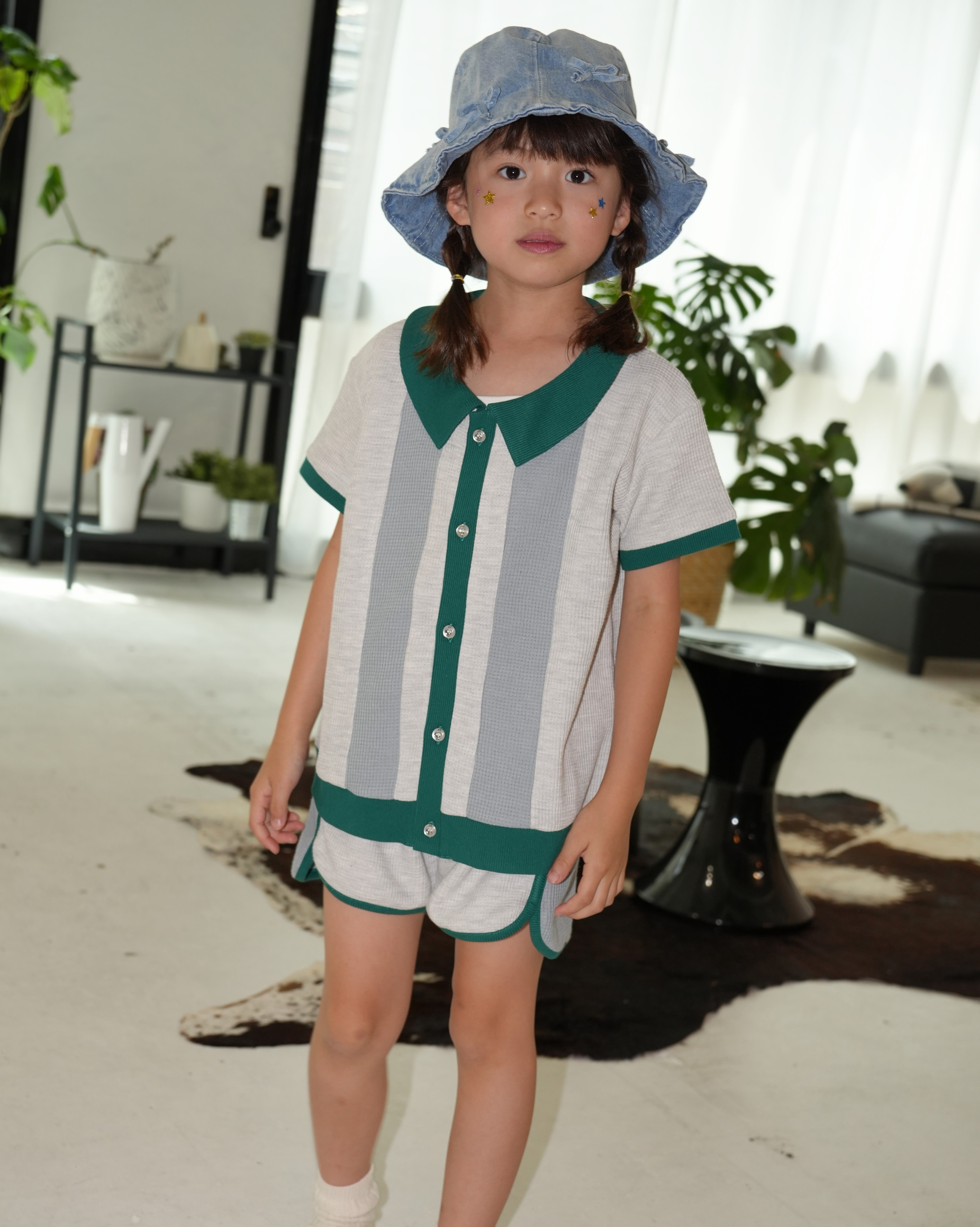 Bicolor Waffle Collared Polo Shirt【150021】