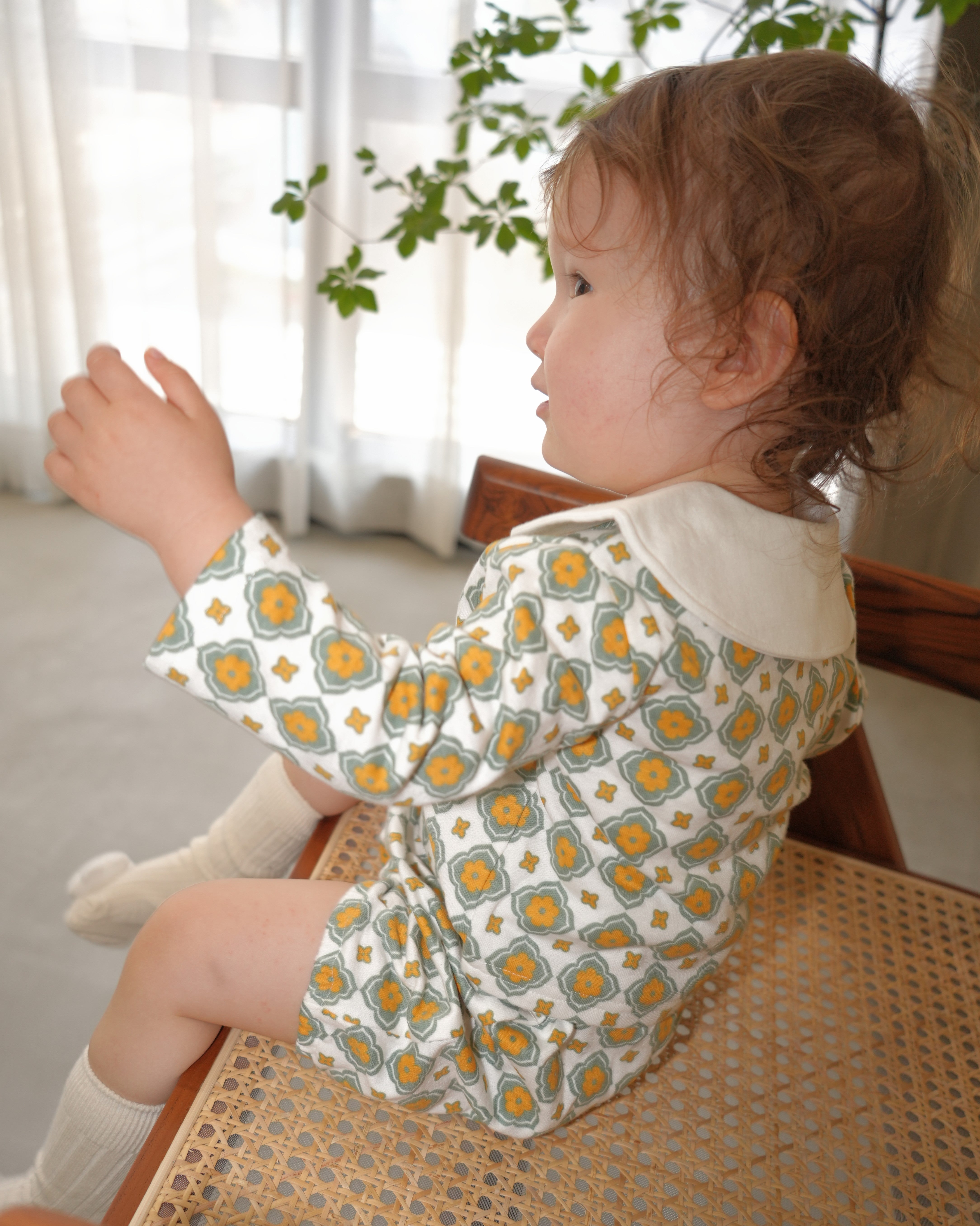Vintage Pattern Round Collar Set【110054】 (orange)