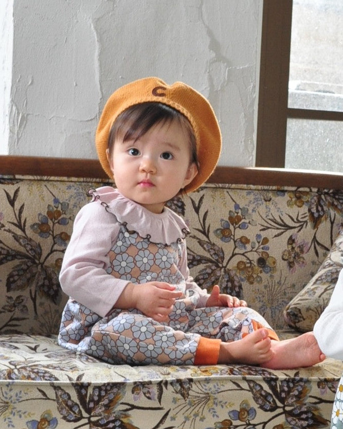 Retro Daisy Pattern Salopette【110117】（BROWN）