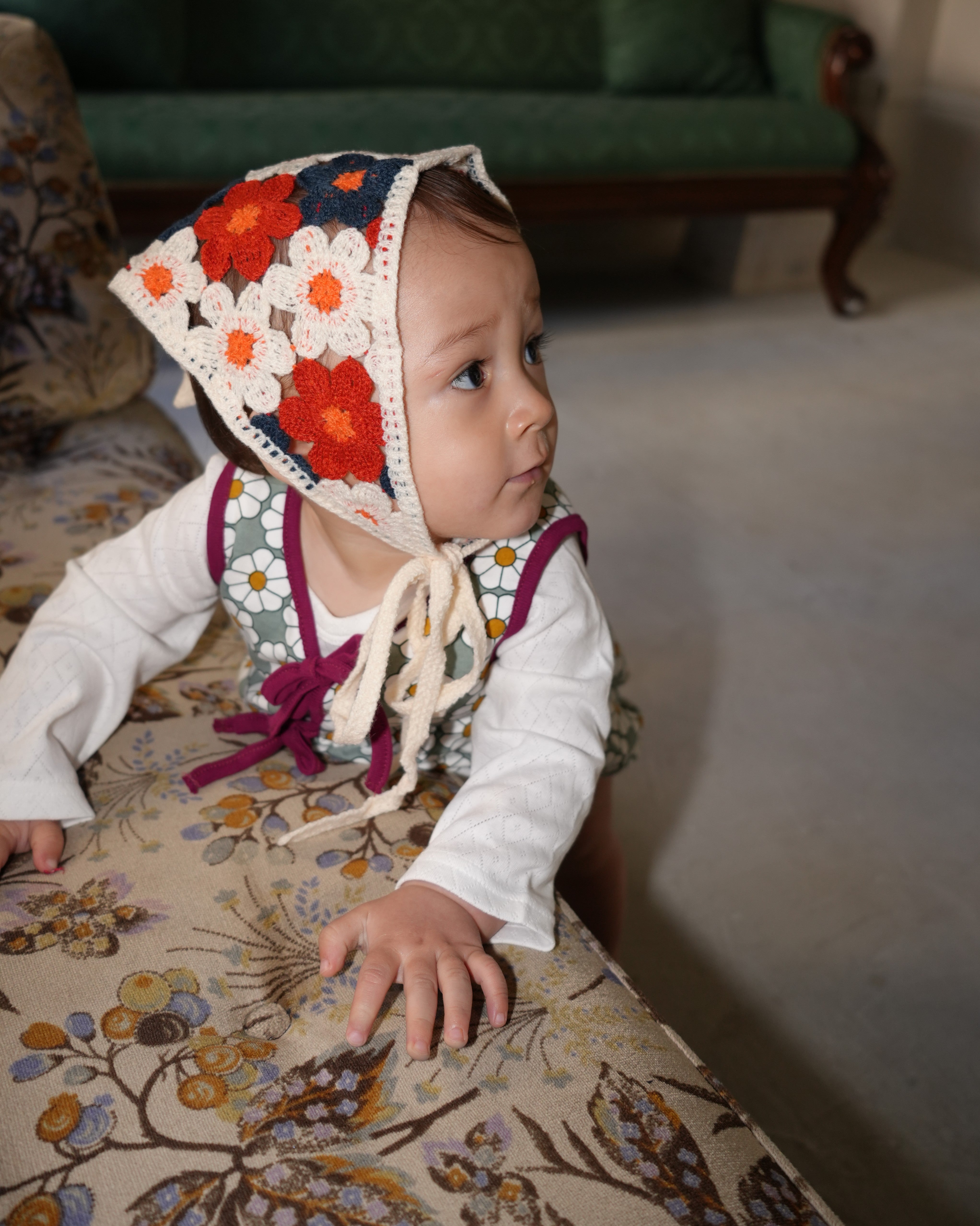 Retro Daisy Pattern Bloomer Salopette【110118】（GREEN）