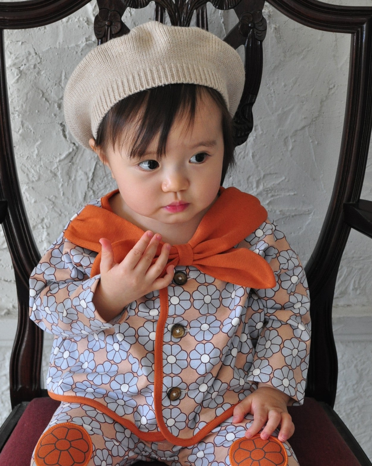 Retro Daisy Cardigan with Scarf【110119】（BROWN）