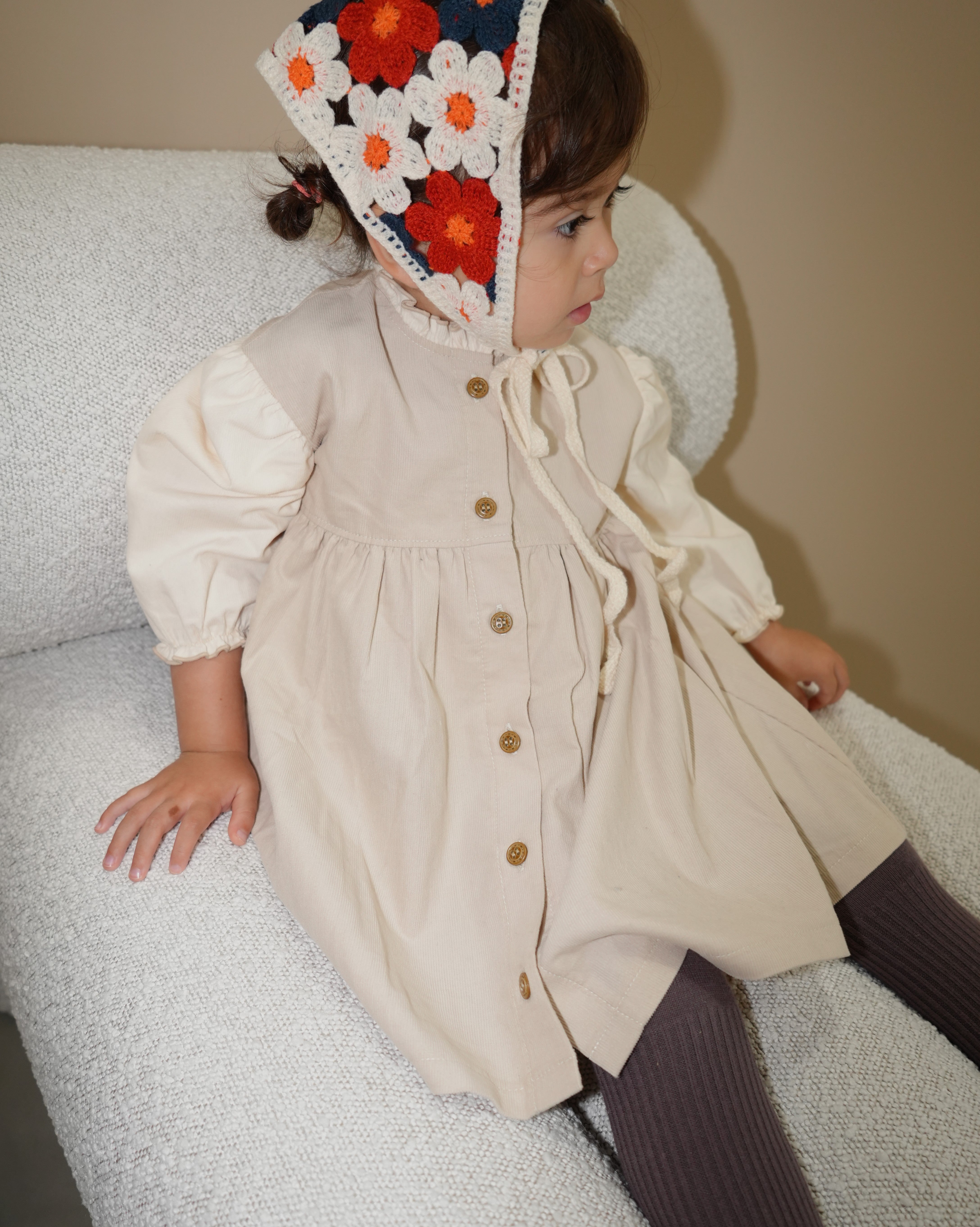 Antique Embroidered Corduroy Shirt Dress【110408】