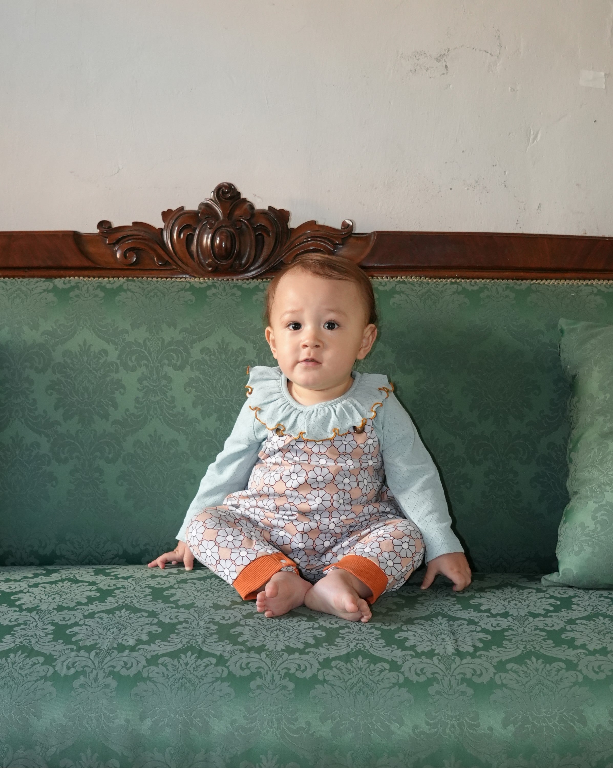 Retro Daisy Pattern Salopette【110117】（BROWN）