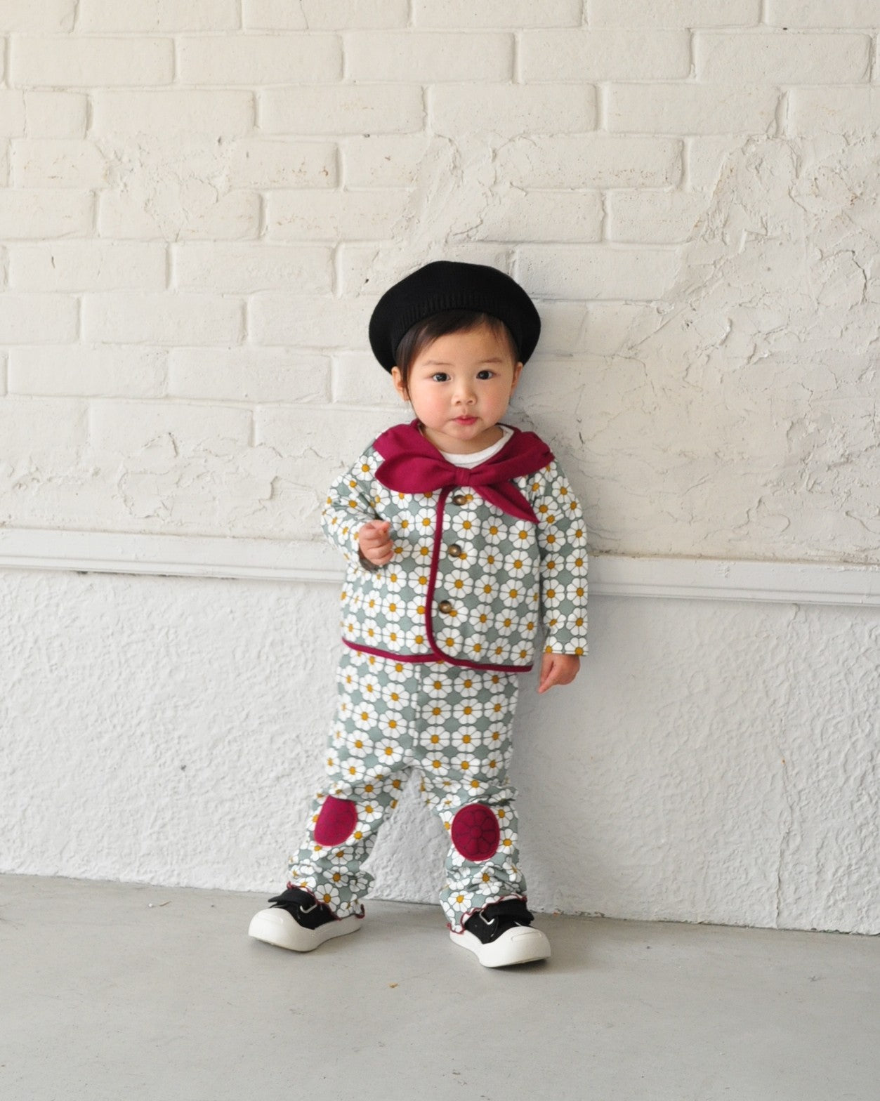 Retro Daisy Pattern Flared Pants【110120】（GREEN）