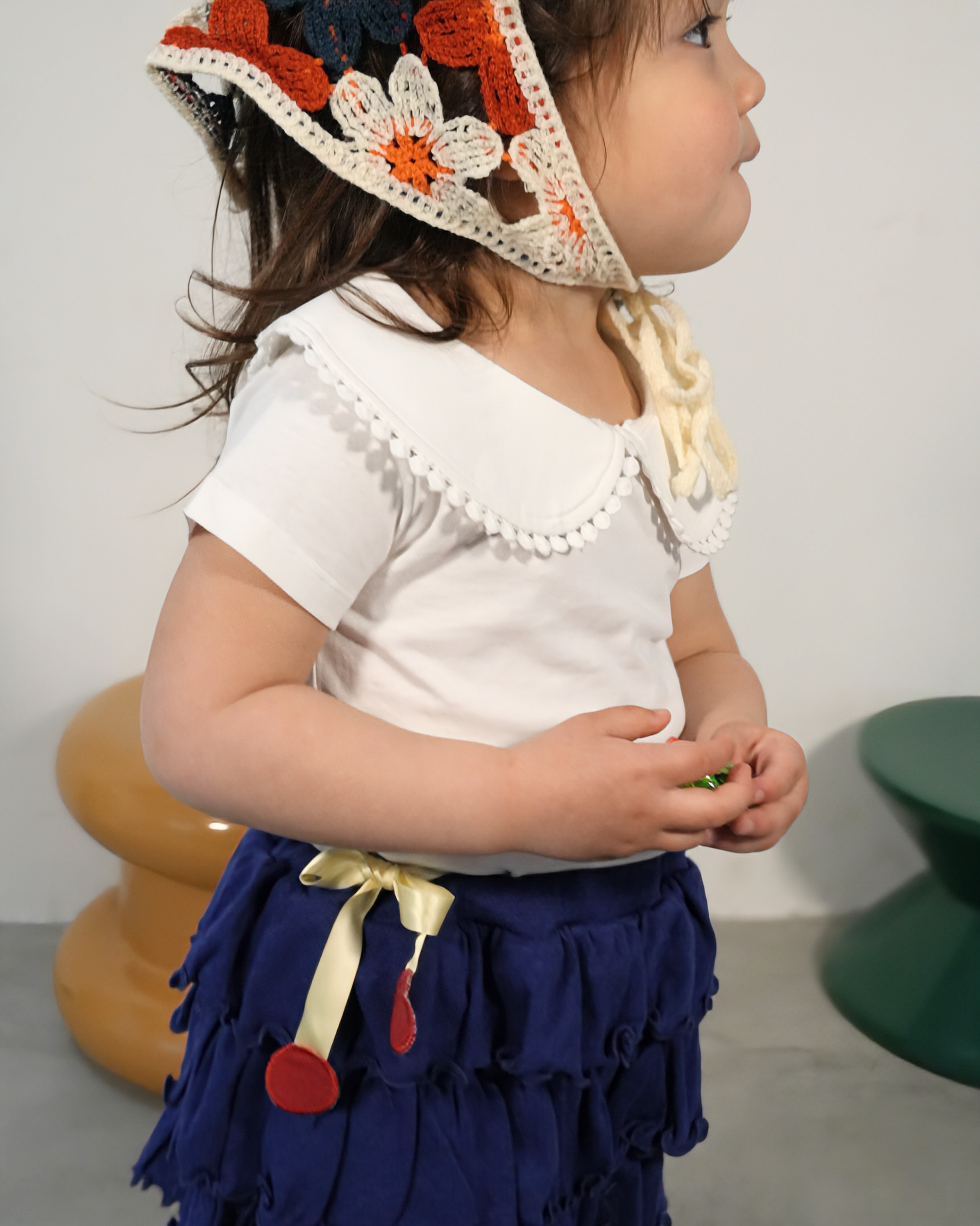 Round Collar Lace T-Shirt【110072】 (White)