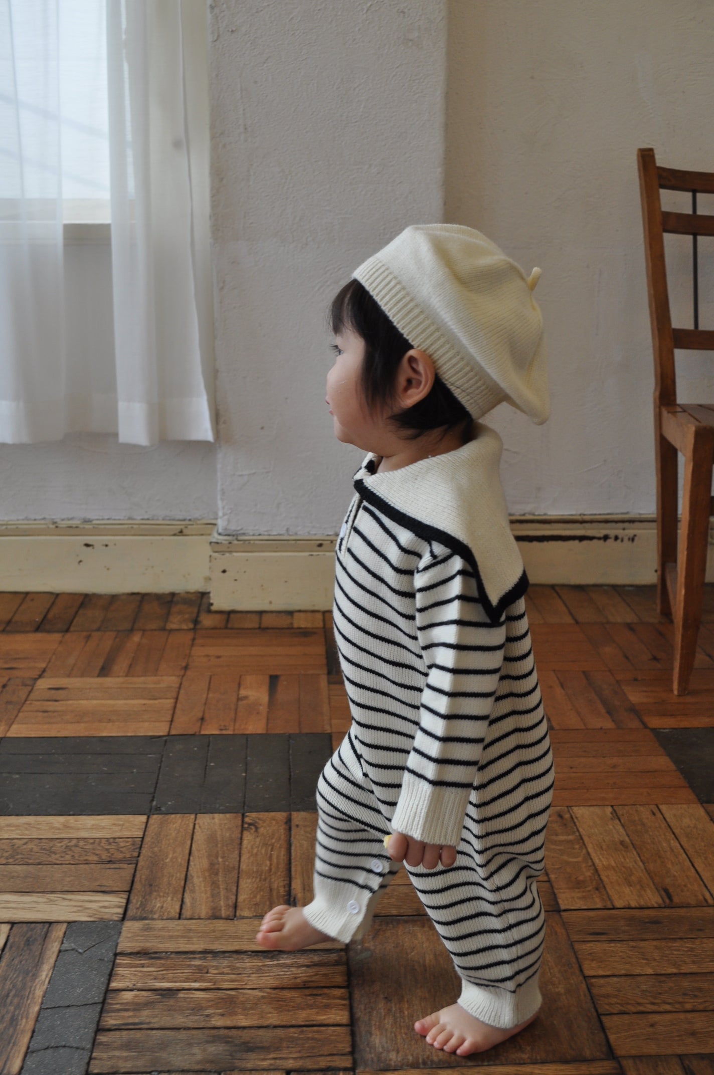 Sailor Collar Knit Cover All(border)