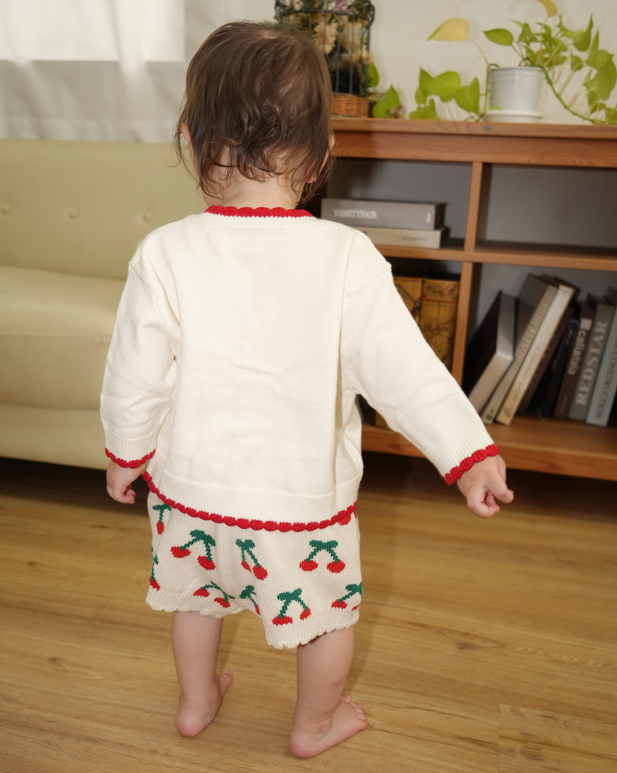 Cherry Pattern Knit Shorts【110361】 (white)