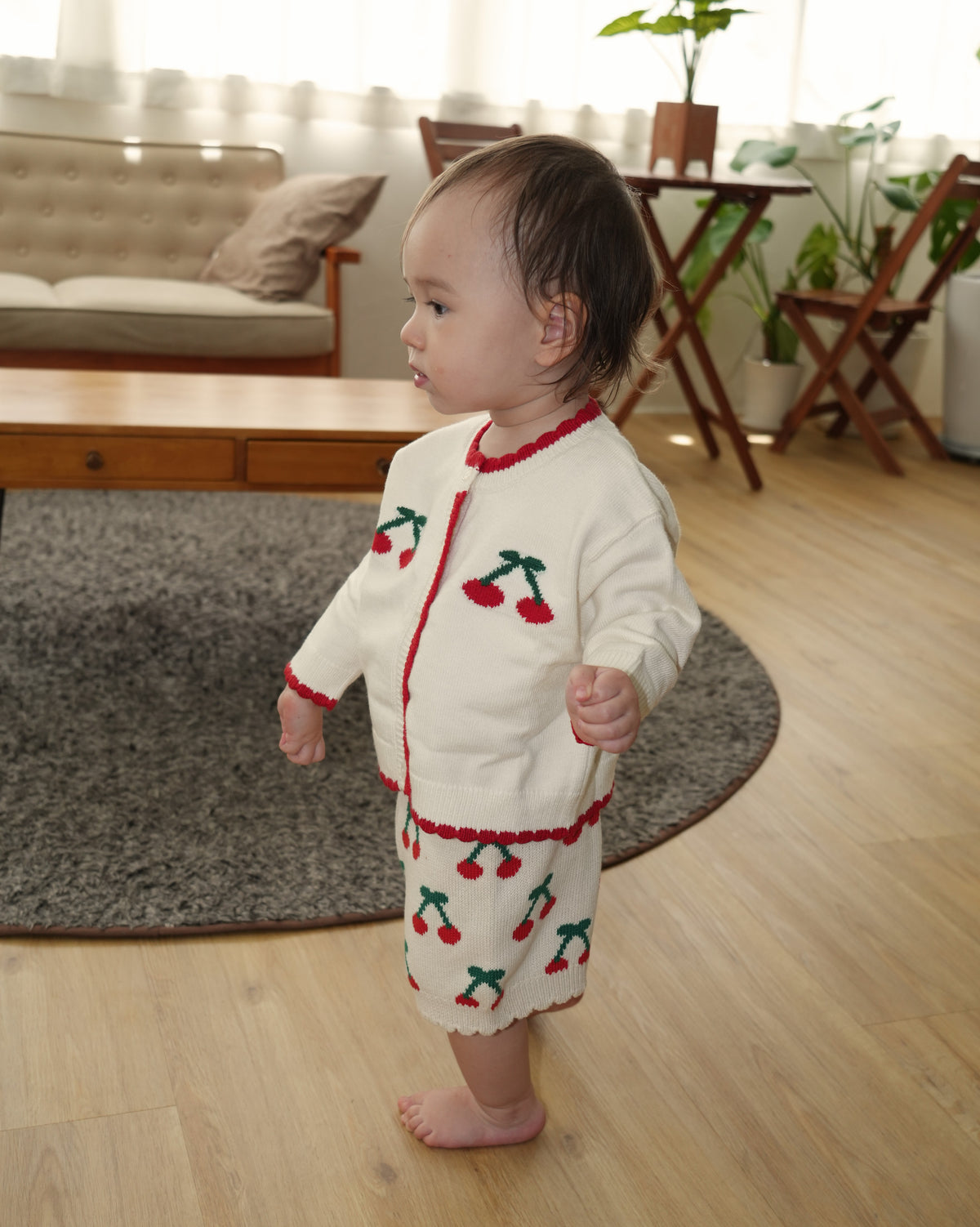 Cherry Pattern Knit Shorts【110361】 (white)