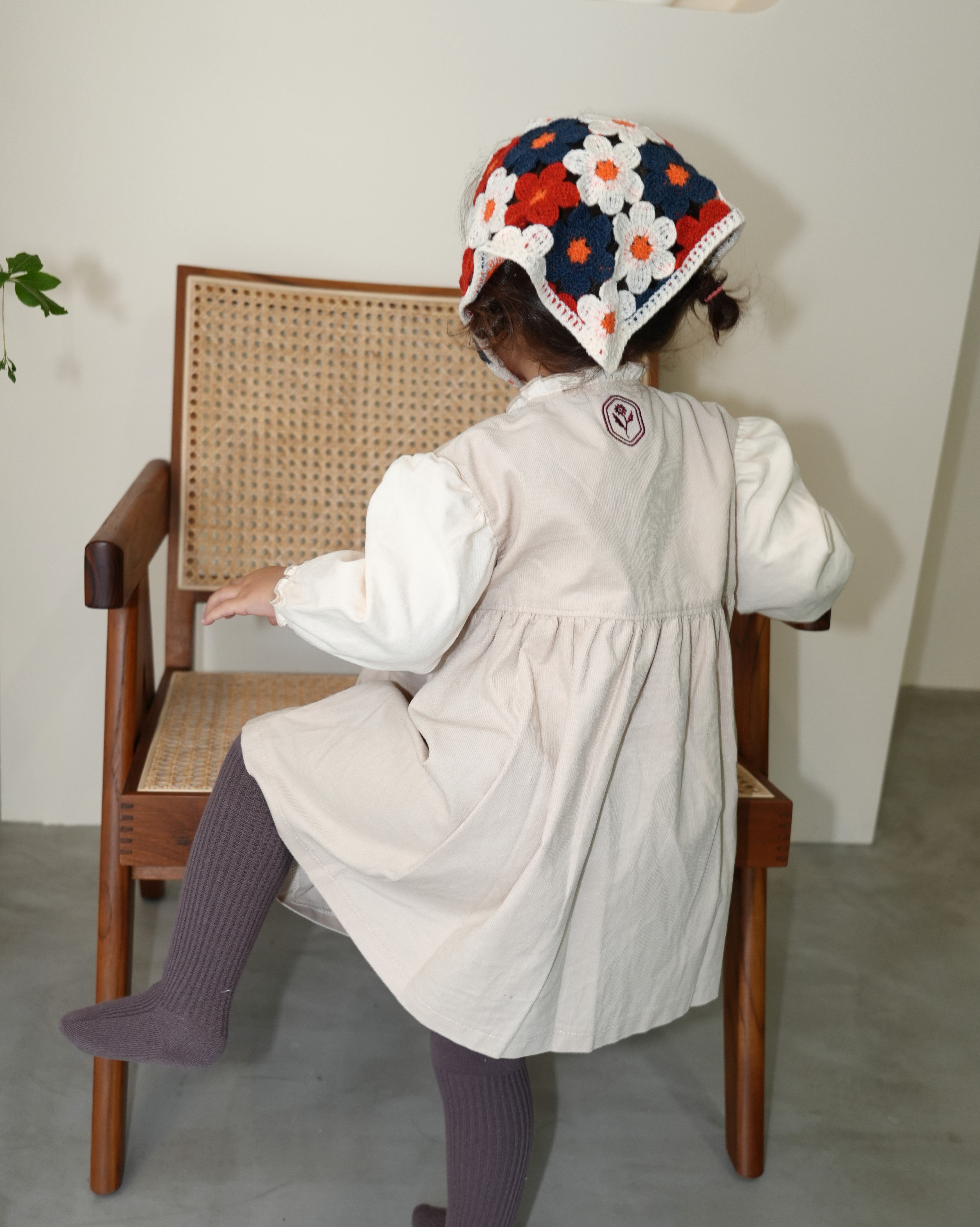 Antique Embroidered Corduroy Shirt Dress【110408】