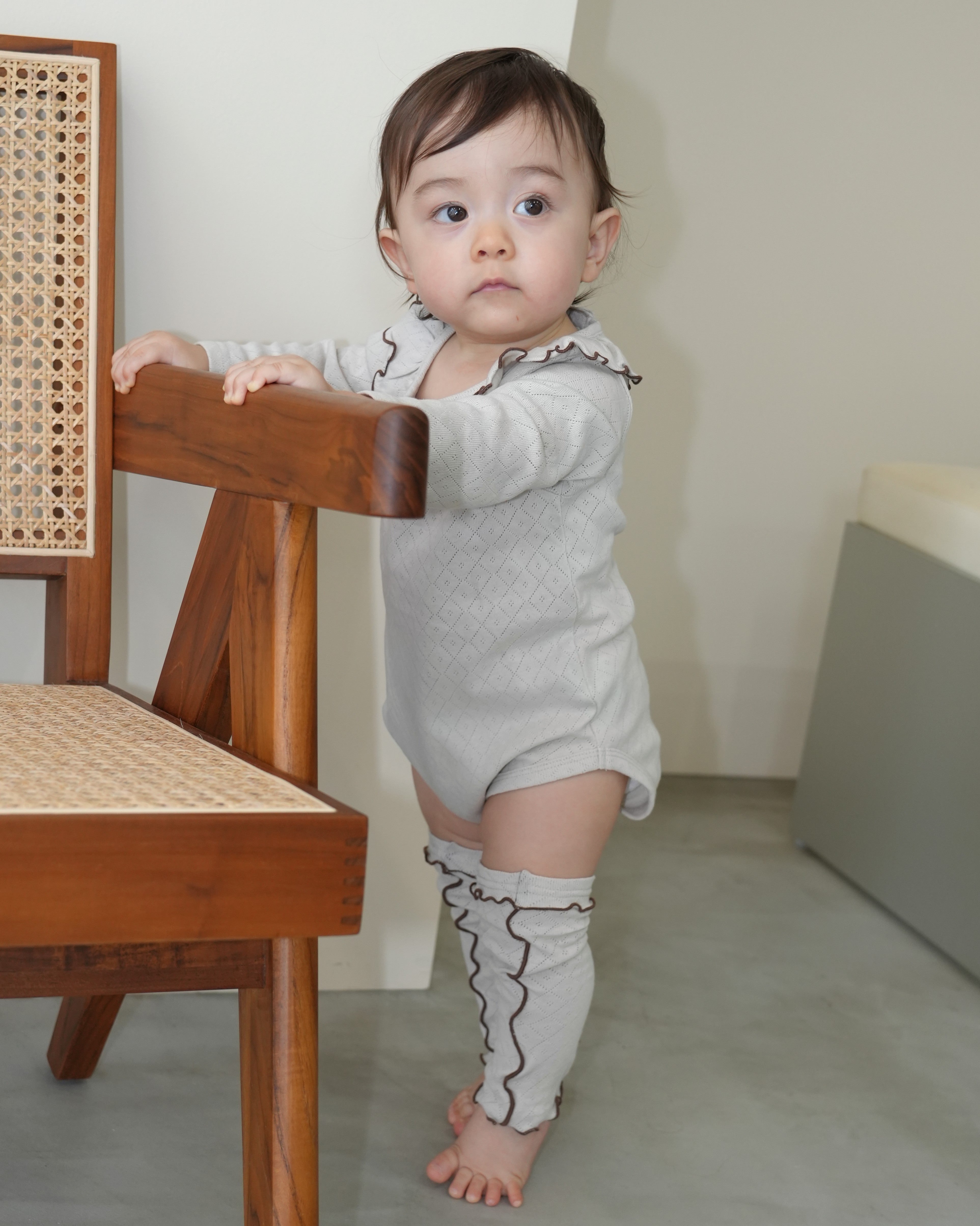 Eyelet Fraise Leg Warmers【110325】 (beige)