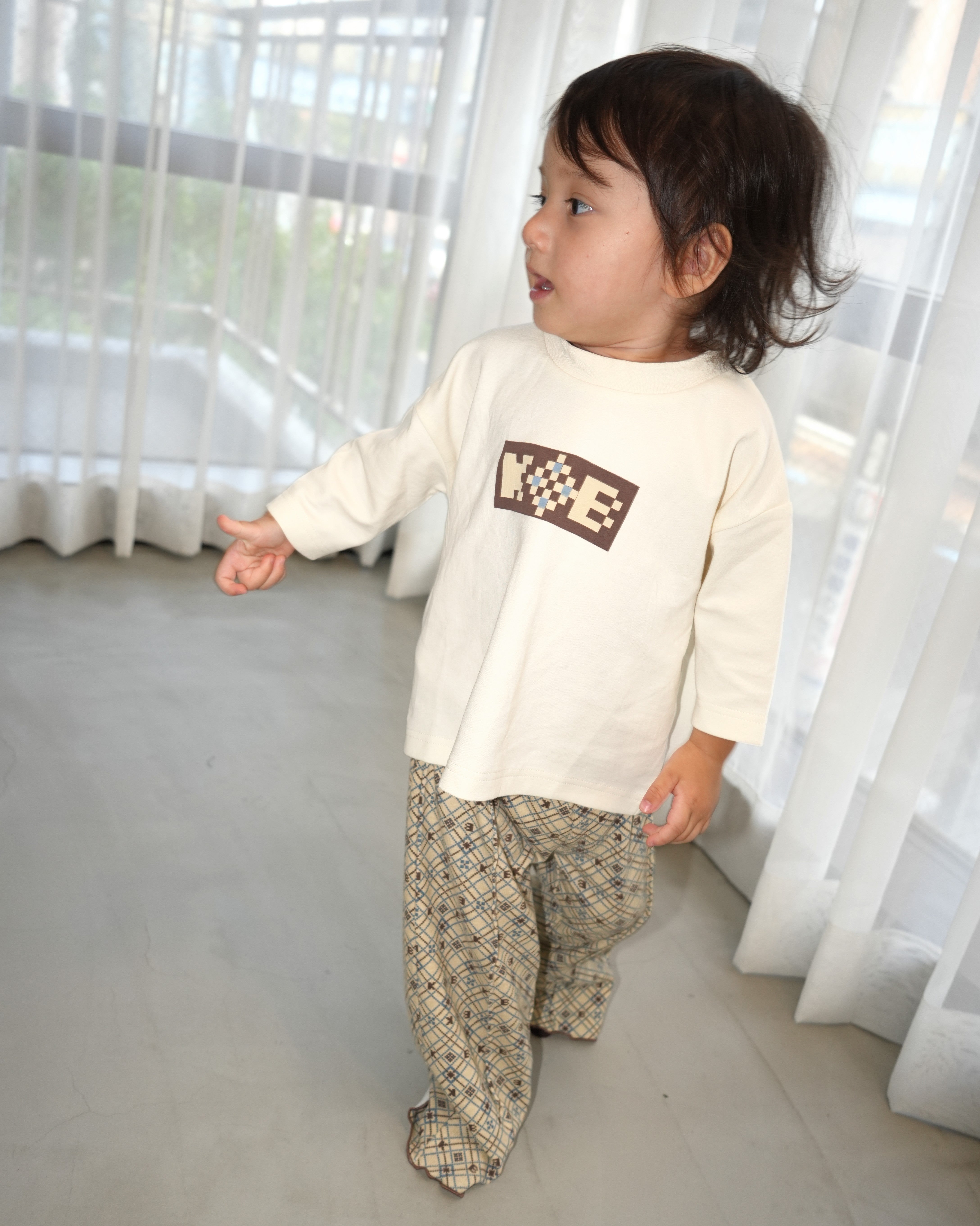 Pixel Art Logo 3/4 Sleeve Top【110317】
