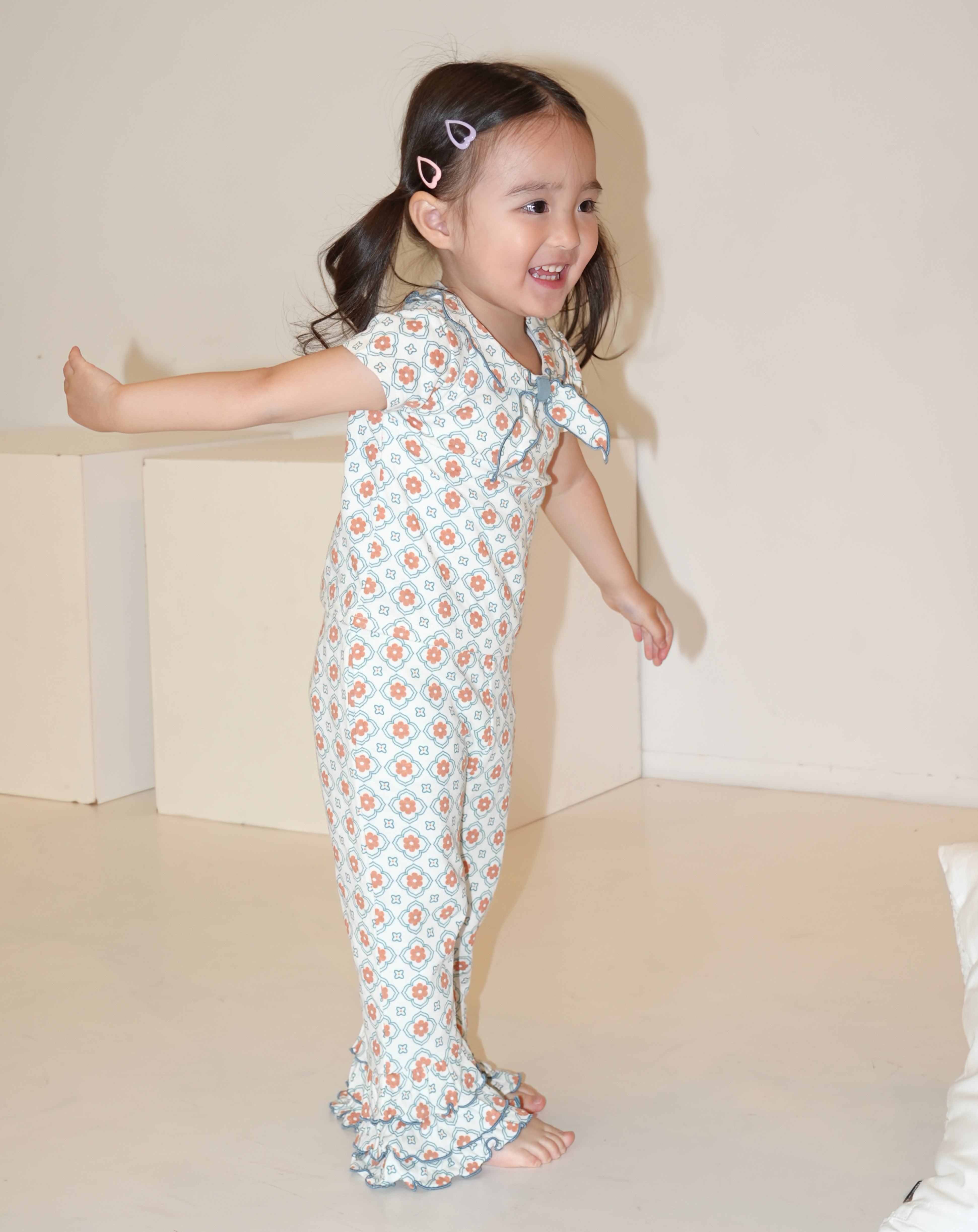 Vintage Tile Pattern Scarf Tee【110221】 (Blue)