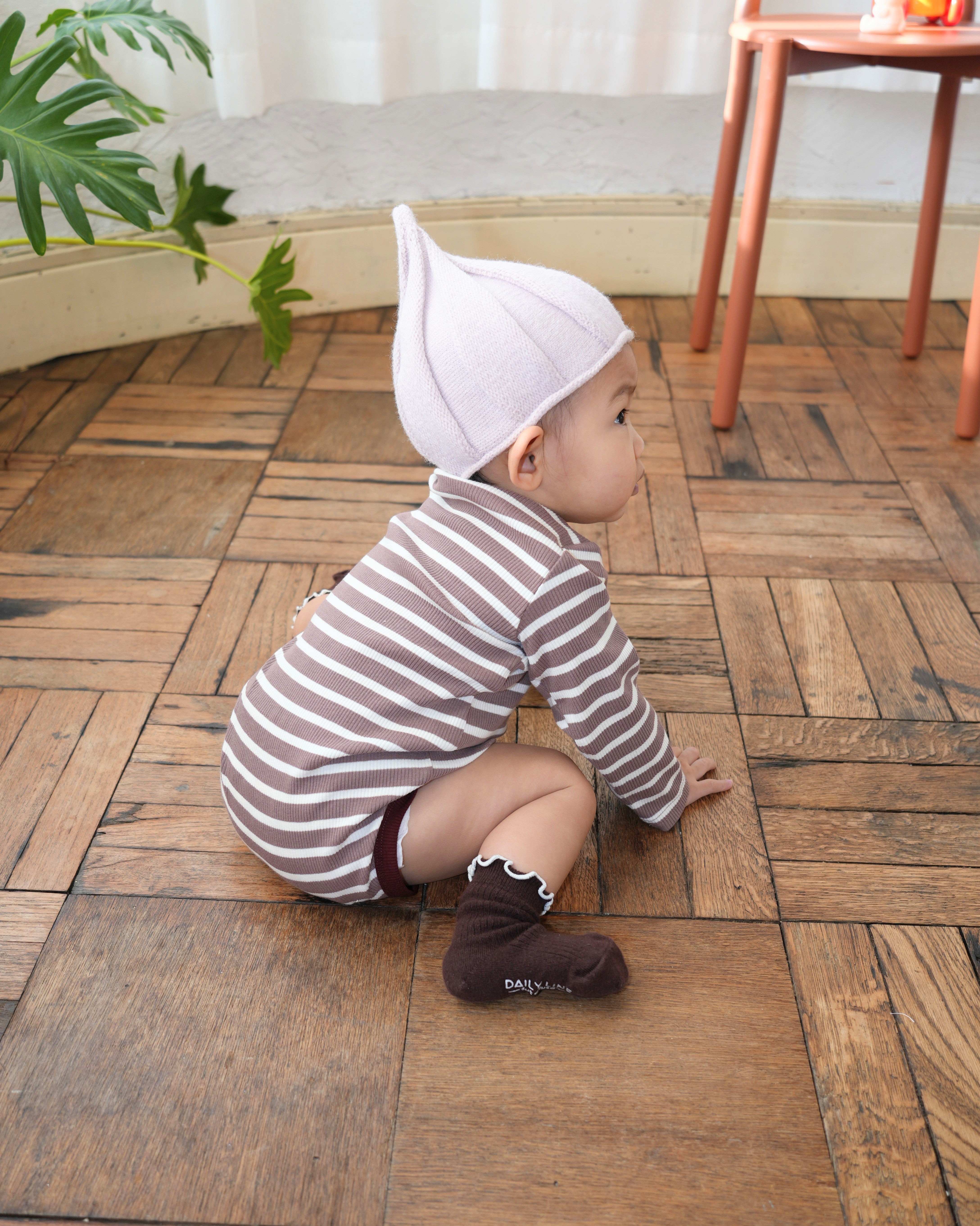 ボーダーロンパース【110204】(brown)