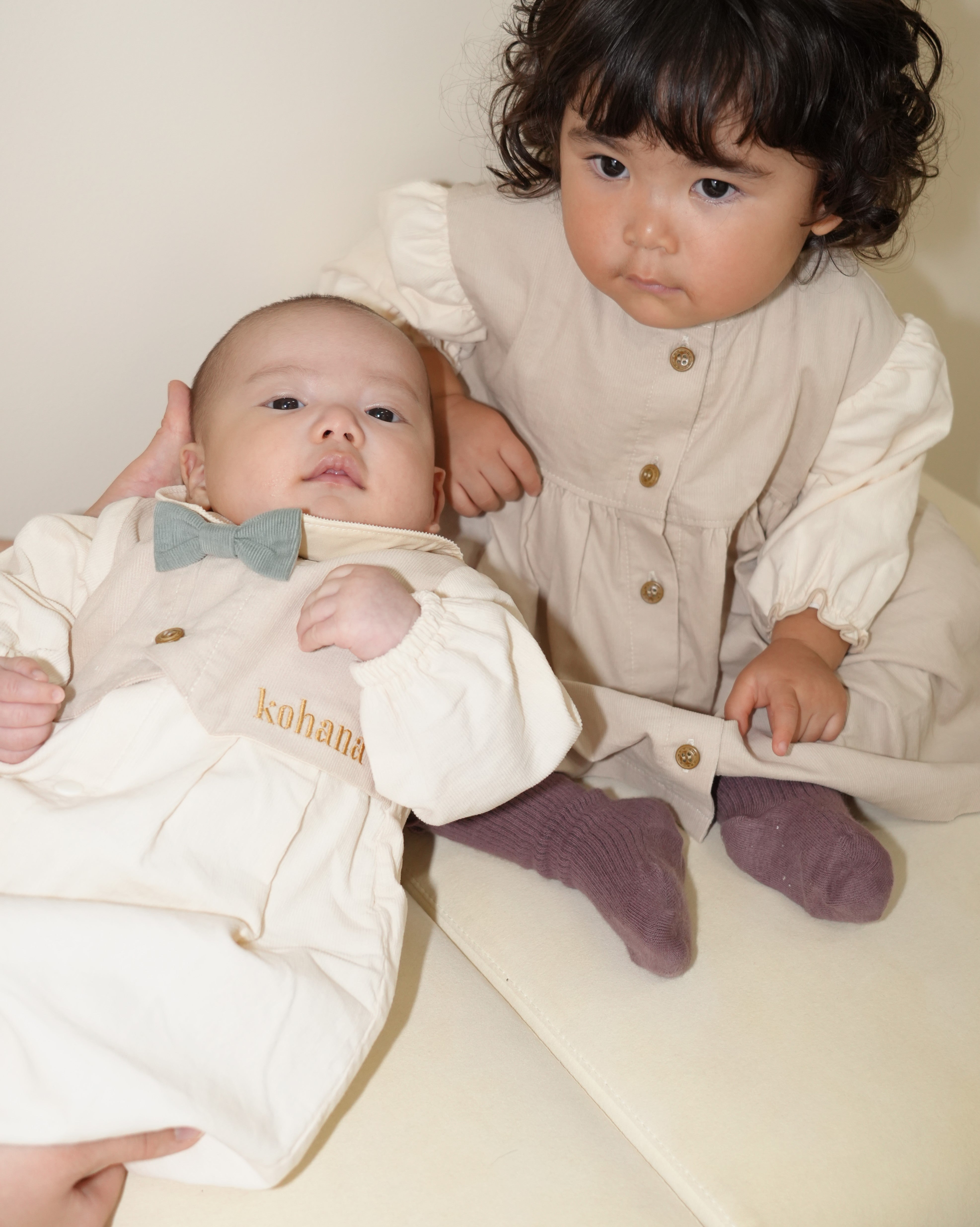 Bow Tie Layered Vest Shirt Corduroy Ceremony Dress【110410】