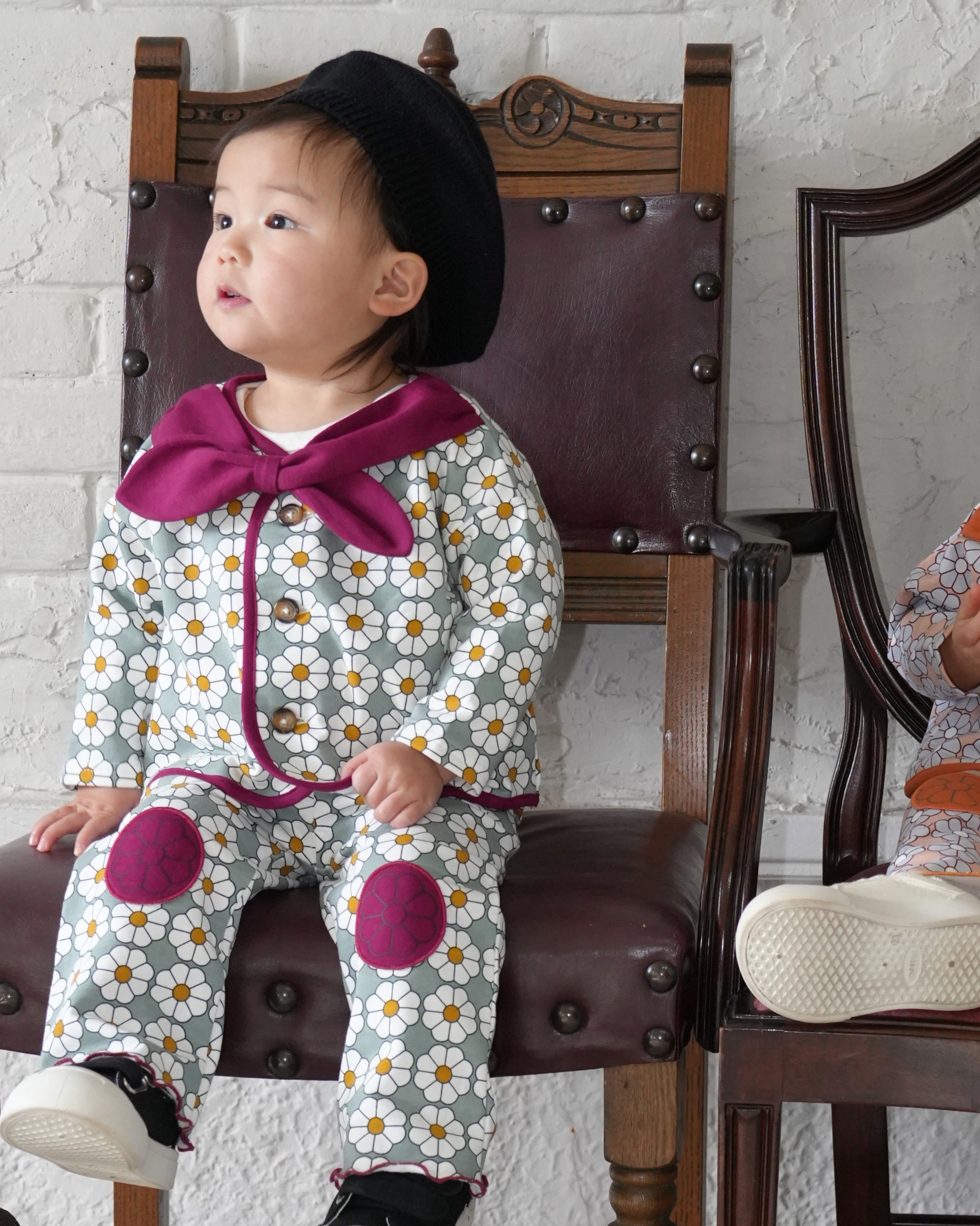 Retro Daisy Pattern Flared Pants【110120】（GREEN）