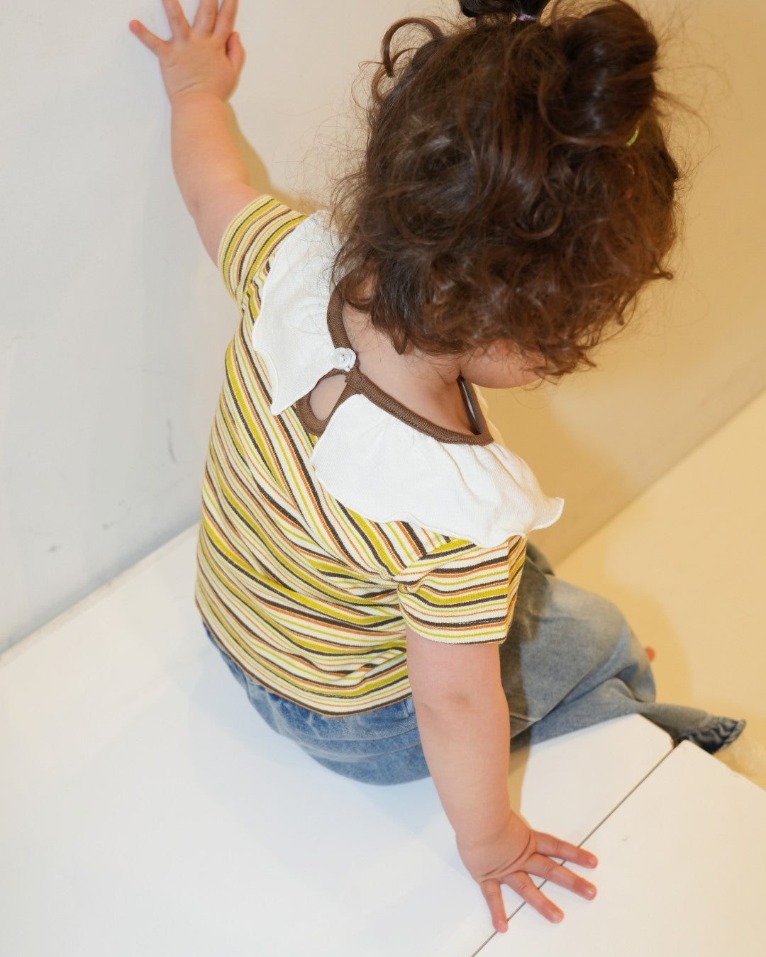 Frill Collar Multi-Stripe Tops【110252】 (Border)