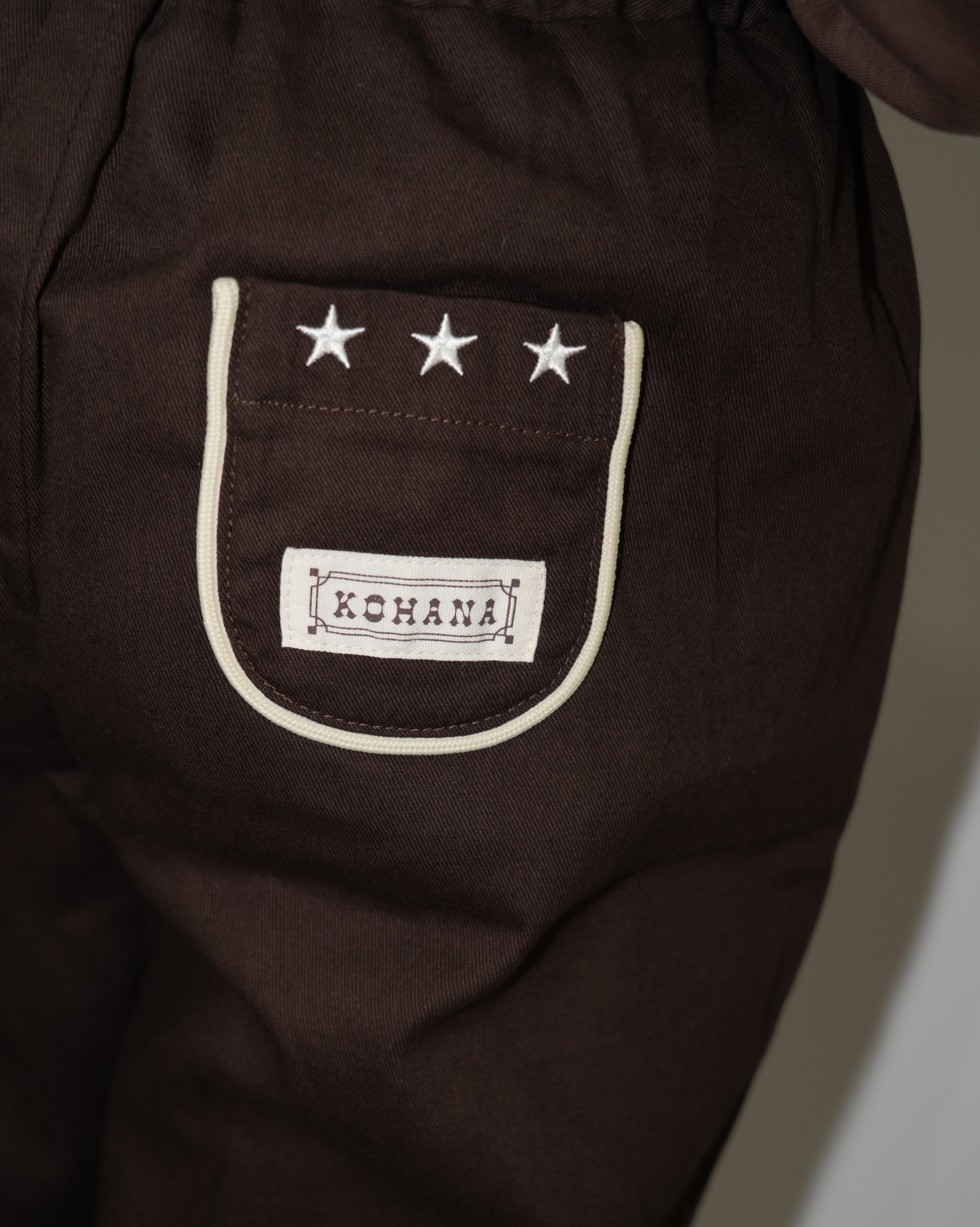 Star Embroidered Cotton Twill Suspender 2-Way Pants【110417】 (dark gray)