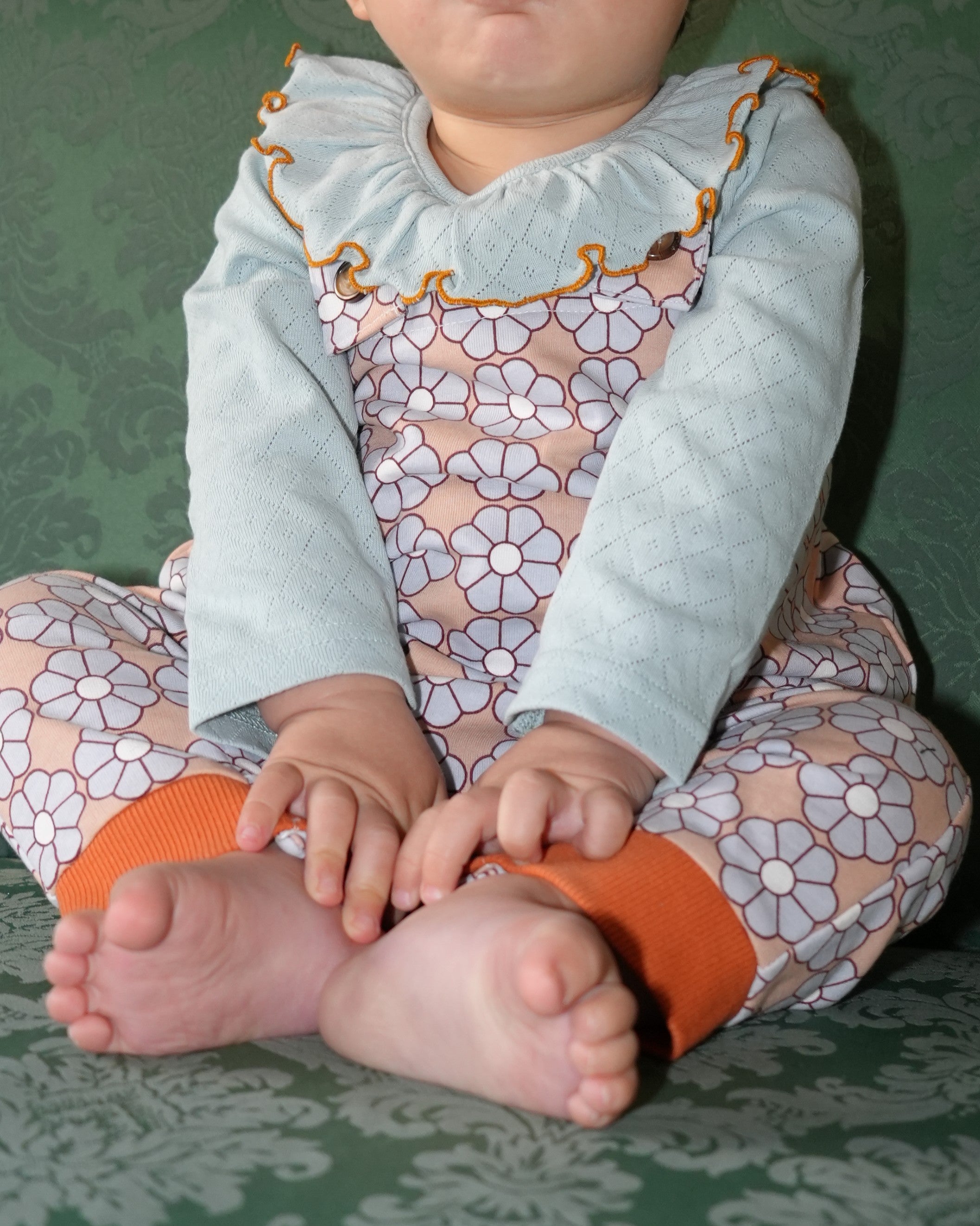 Retro Daisy Pattern Salopette【110117】（BROWN）